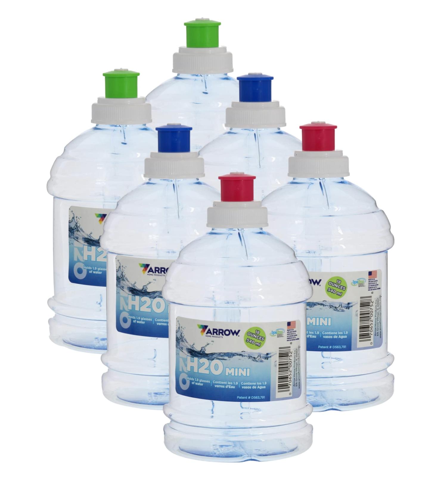 Arrow H2O On The Go 18 fl oz Mini Water Bottle 6 Pack - BPA Free, Made in USA - Ideal for School & Sports Practice - Buy Online on GoSupps.com