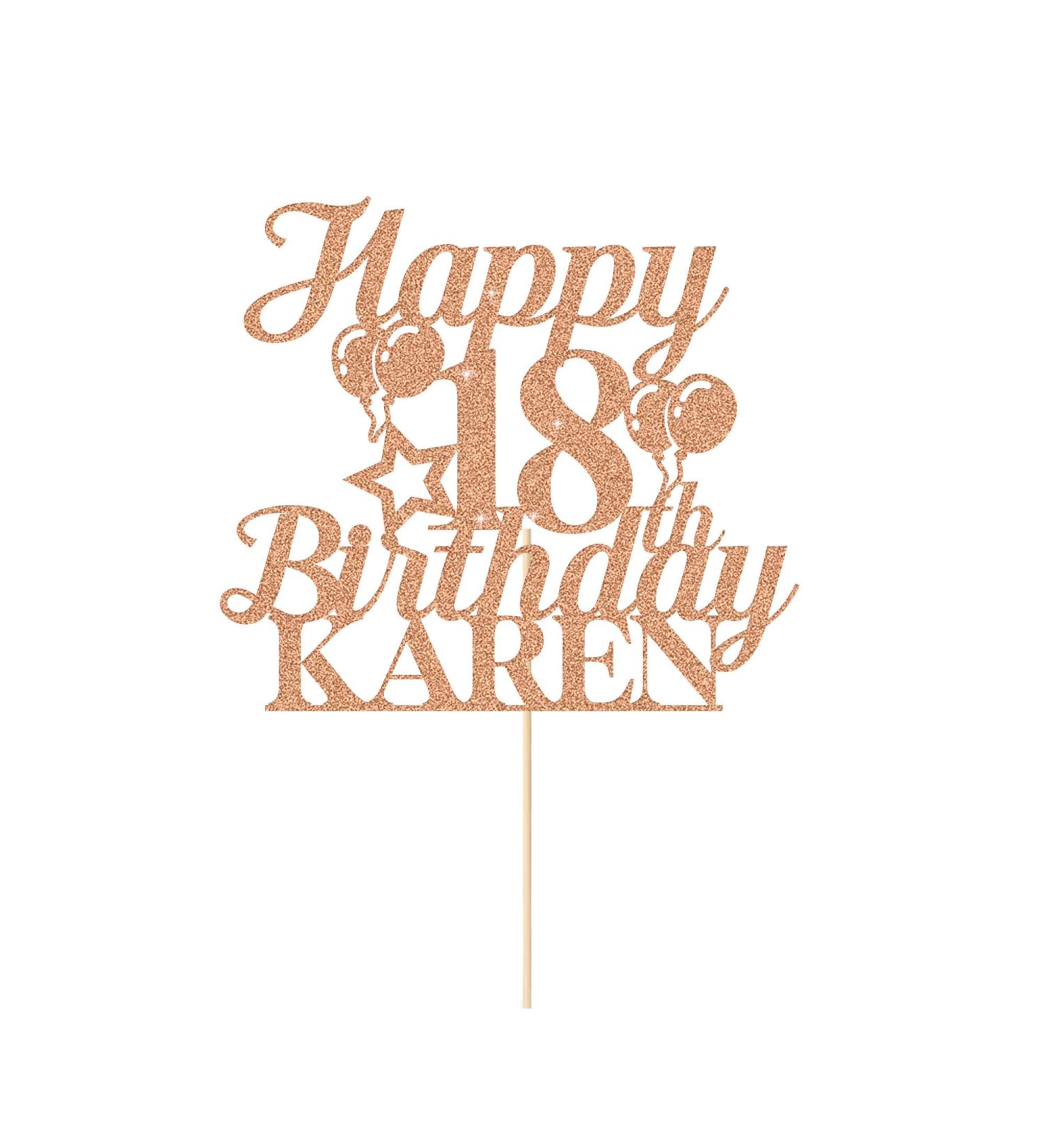 Happy 18th Birthday Cake Topper Personalised Cake Decorations Double-Sided Glitter Cake Topper Custom Cake Toppers with Any Age & Name for 18th 21st 30th 40th 50th 60th(Rose Gold) - Buy Online on GoSupps.com