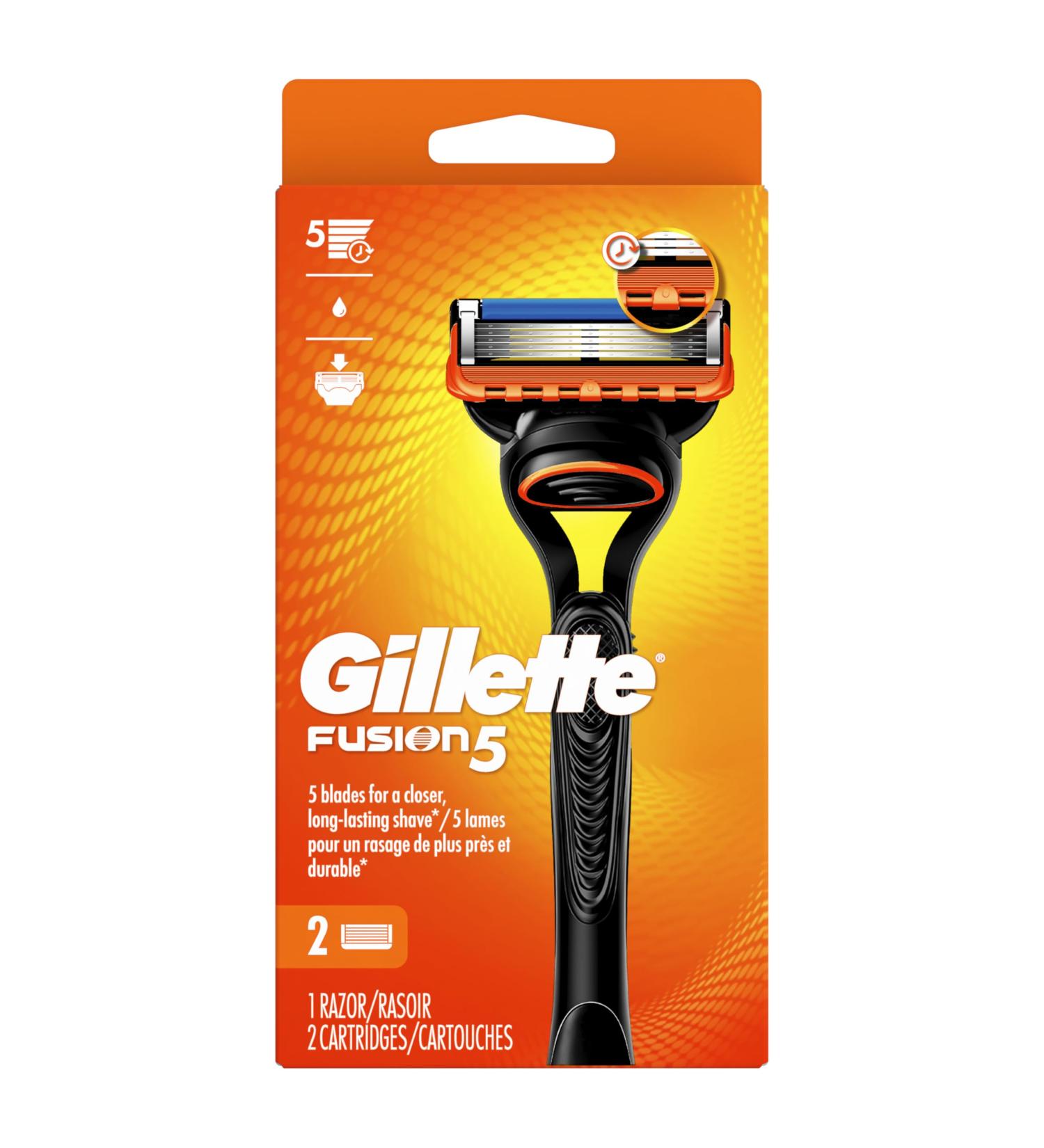 Gillette Fusion5 Men's Razor Includes 1 Handle + 2 Refills 1 count (Pack of 1) Blue and Silver - Buy Online on GoSupps.com