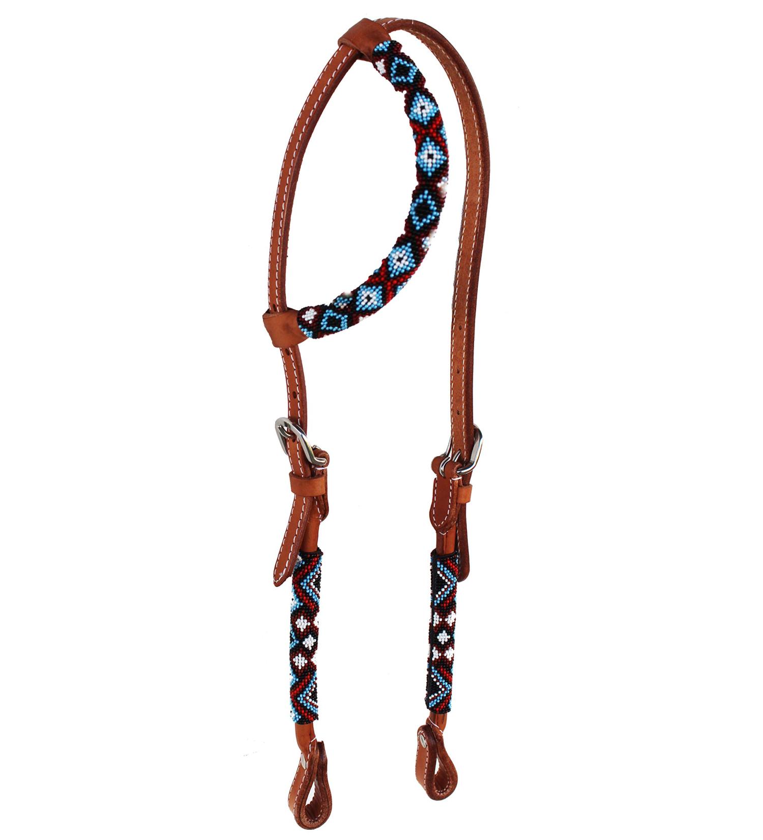 PRORIDER Horse Show Bridle Western Leather Headstall One Ear 79110HA
