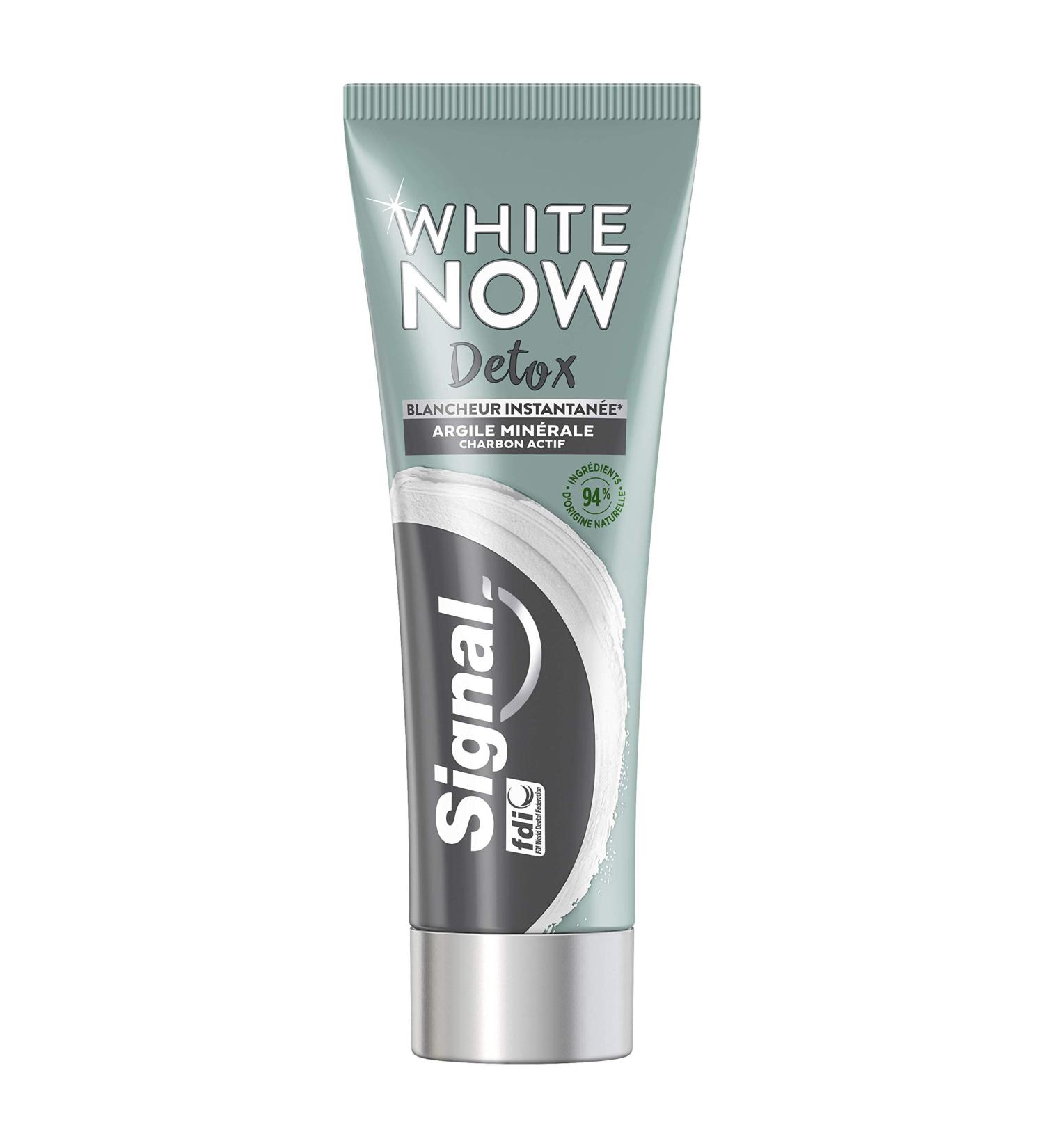 Signal White Now Toothpaste with Detox Clay & Activated Charcoal - 75ml | Whitening & Stain Removal - International Shipping Available - Buy Online on GoSupps.com
