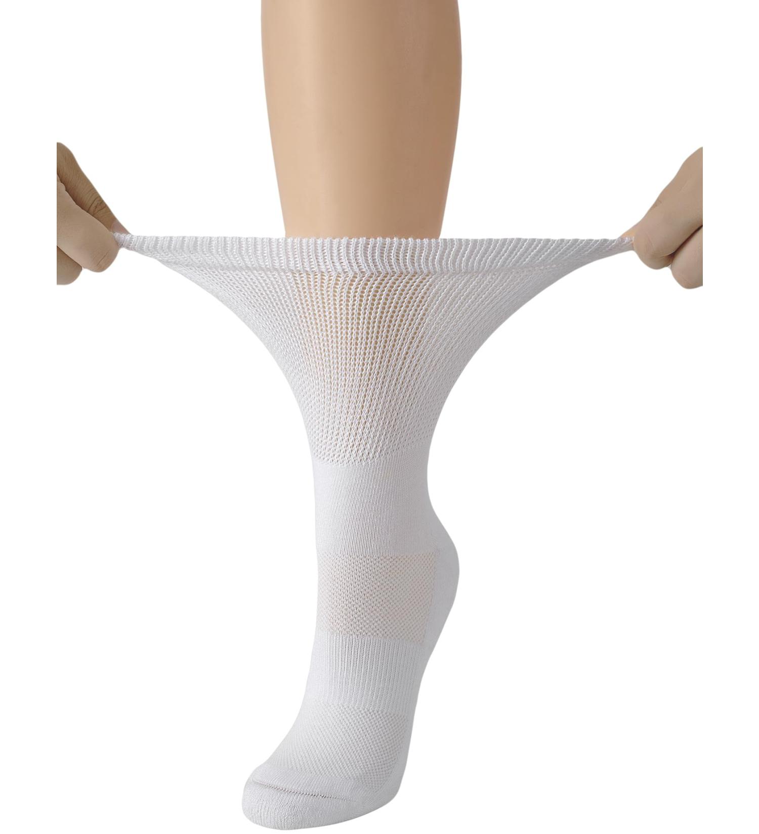 Yomandamor Women's 5 Pairs Cushioned Diabetic Crew Socks - Breathable Seamless Dress Socks with Arch Support Size 9-11 White - Ideal for Comfort & Health - Buy Online on GoSupps.com