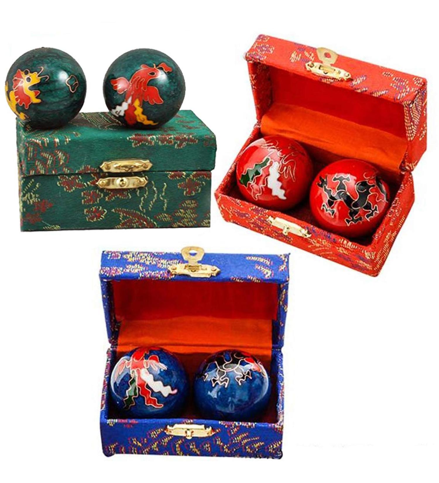 Happy Sales Chinese Health Balls Baoding Iron Ball Dragon & Phoenix - One Random Color Pick - Buy Online on GoSupps.com