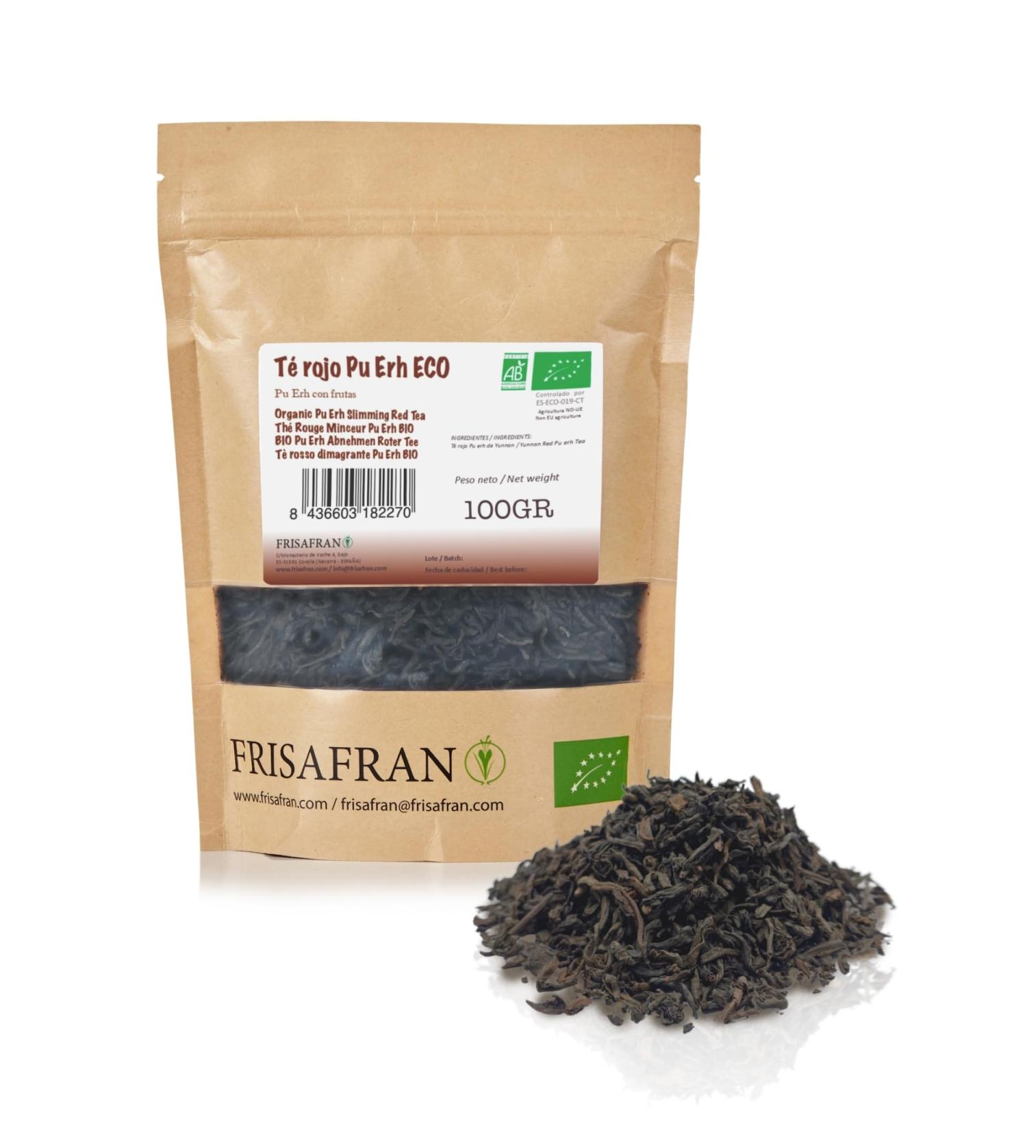 FRISAFRAN Bio Pu Erh Red Tea bulk 100g Slimming Diuretic Digestion Detox Fat Burner Draining tea slimming tea red pu erh tea infusion without additives Pu Erh Red 100g - Buy Online on GoSupps.com
