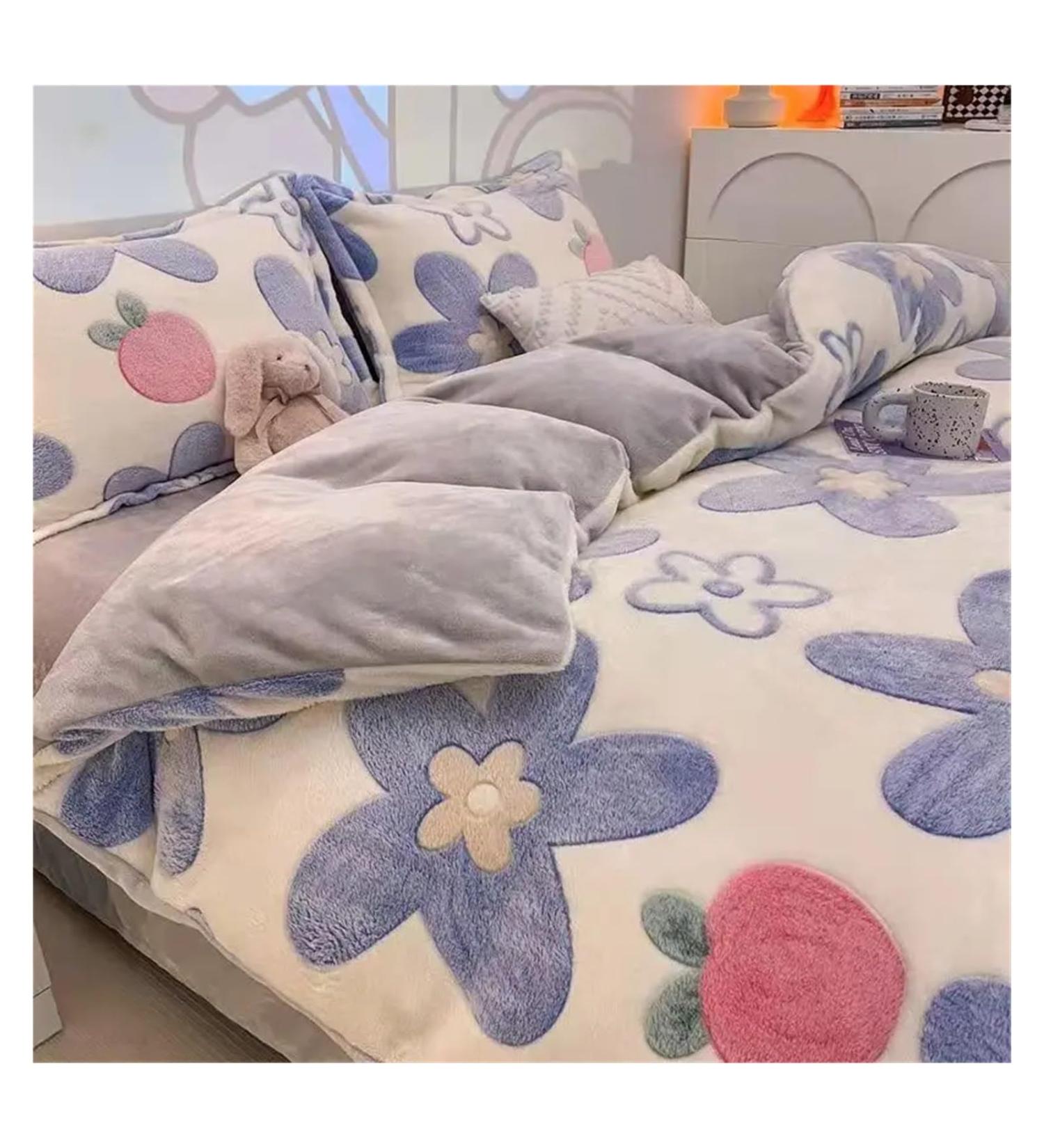 Cute Bear Fluffy Comforter Covers Girls Bedding Sets Soft Plush Blanket Dorm Decor Teen Full Queen Size Bed Soft (B 180X220CM) - Buy Online on GoSupps.com