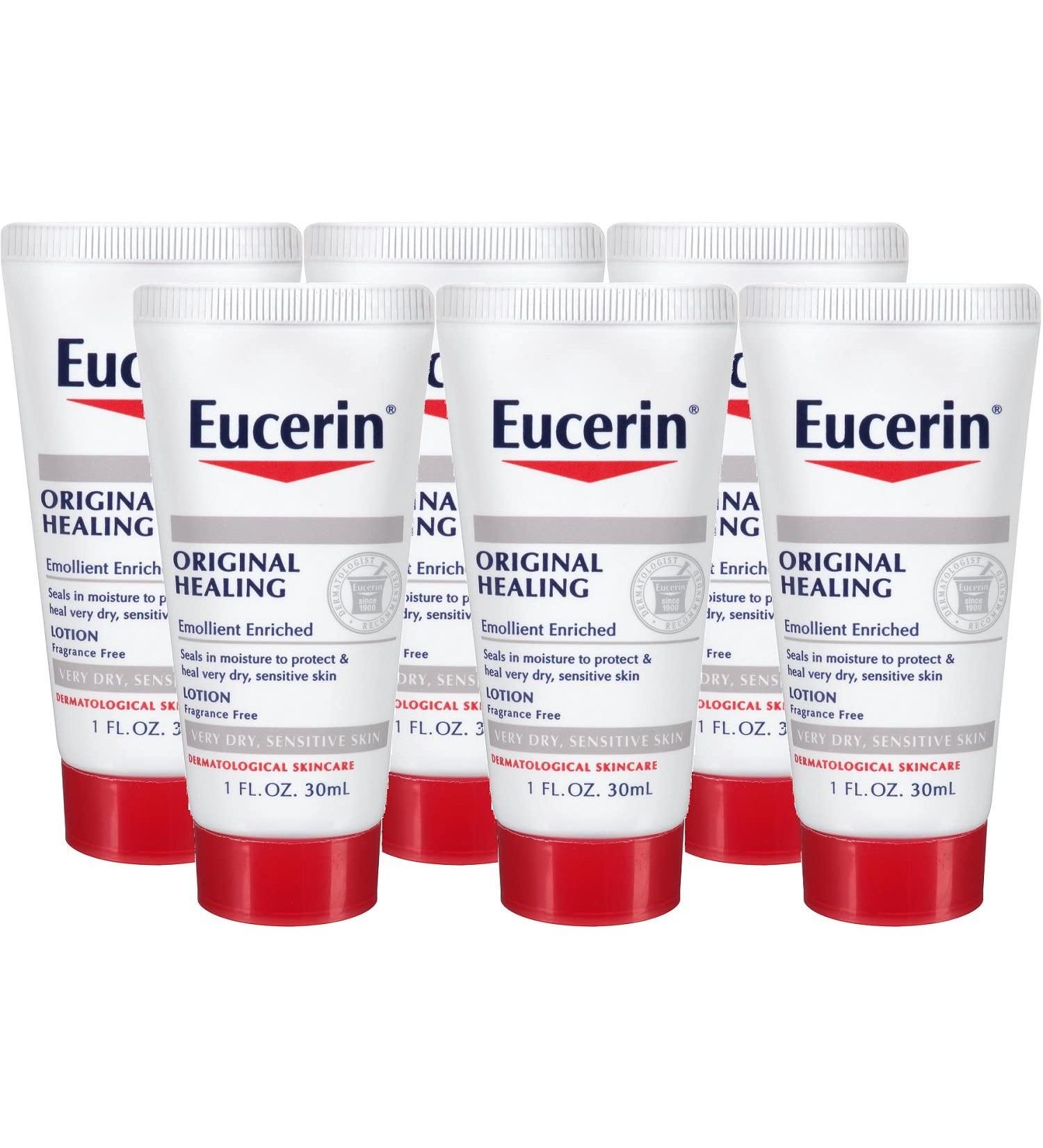 Eucerin Original Healing Lotion 1oz Travel Size Pack of 6 - Fragrance-Free, Soothing Repair for Dry Skin - Buy Online on GoSupps.com