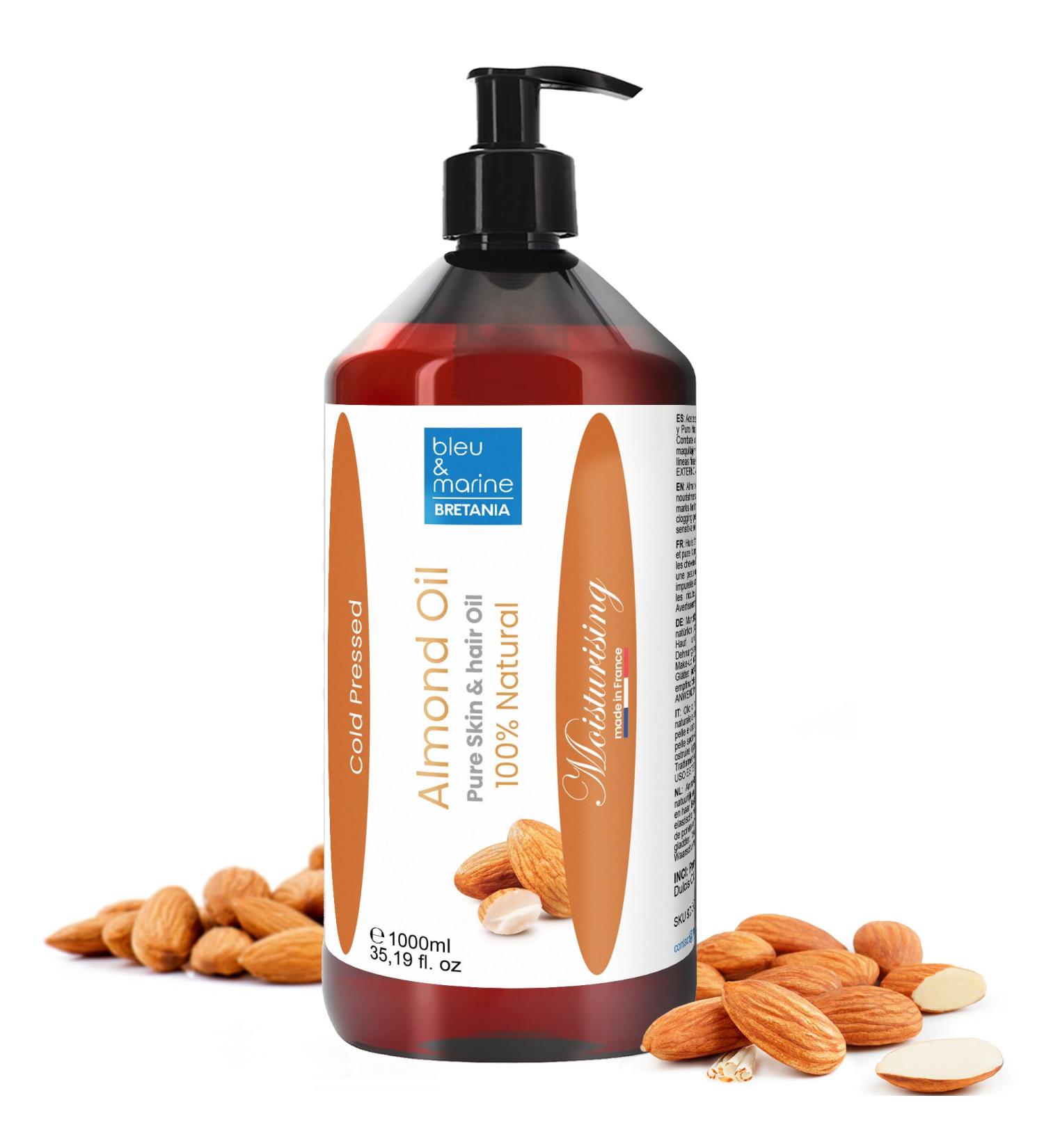 100% Natural Cold-Pressed Almond Oil for Pregnancy & Infant Care - Anti-Stretch Marks Hair Mask Moisturizing - 1000ml Essential Oil - Buy Online on GoSupps.com