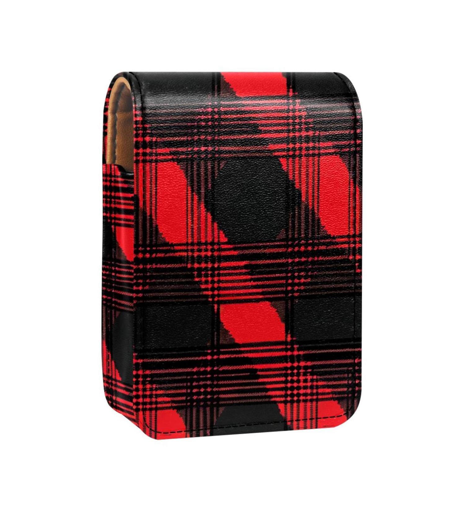 Travel Lipstick Organizer Case Portable Makeup Bag with Mirror | Classic Red Plaid M755f1fbpa Shop Internationally - Buy Online on GoSupps.com