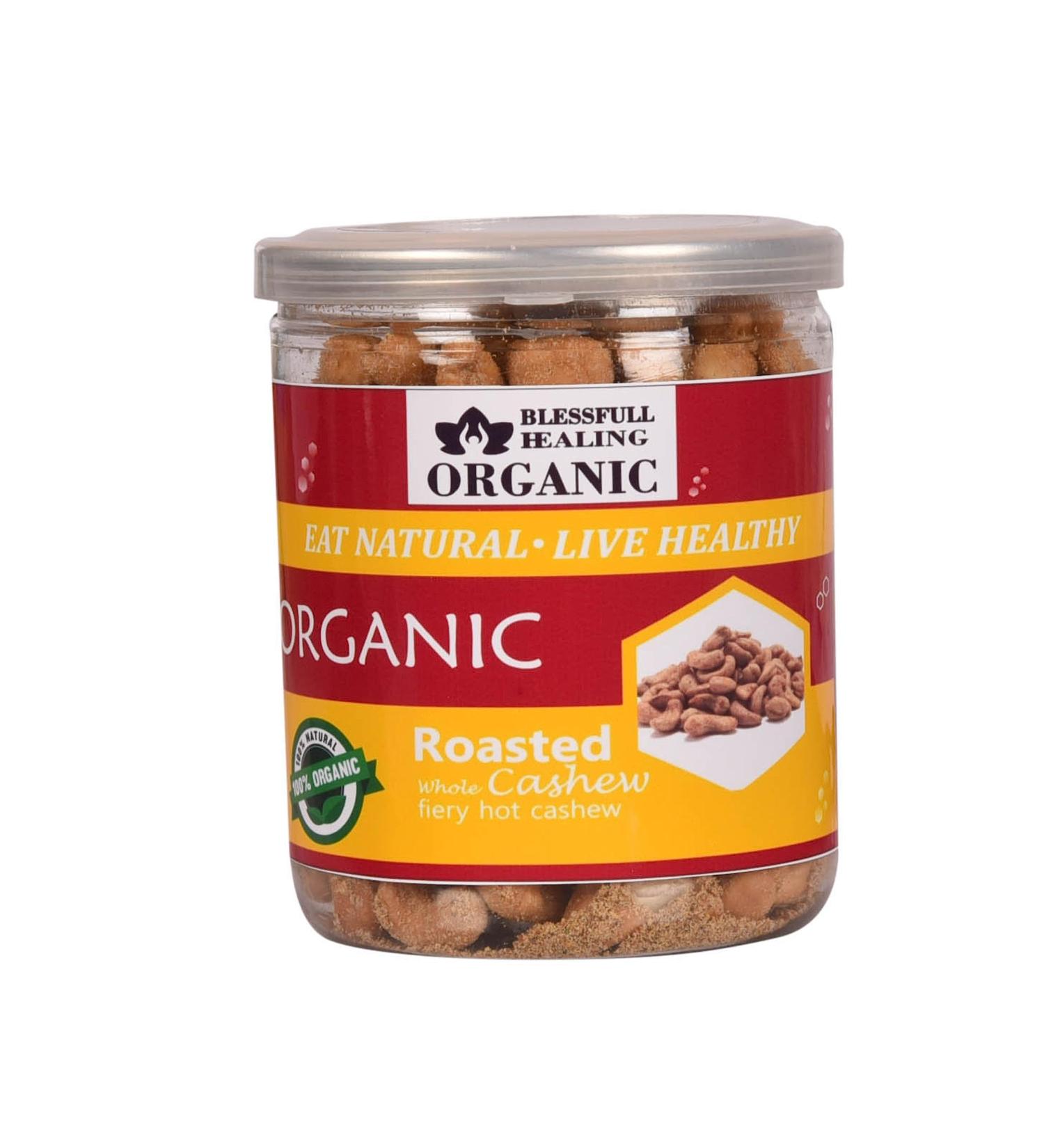Blessfull Healing Organic Natural Vegan Fiery Hot Roasted Whole Cashew Nuts Crunchy Kaju 250 Gram - Buy Online on GoSupps.com
