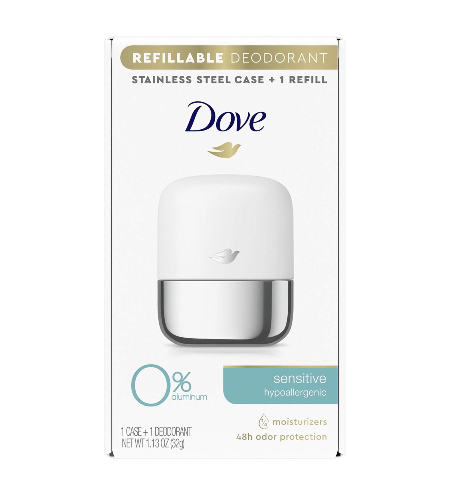 Dove Refillable Deodorant Starter Kit - 0% Aluminum Sensitive Deodorant 1.13 oz - Buy Online on GoSupps.com