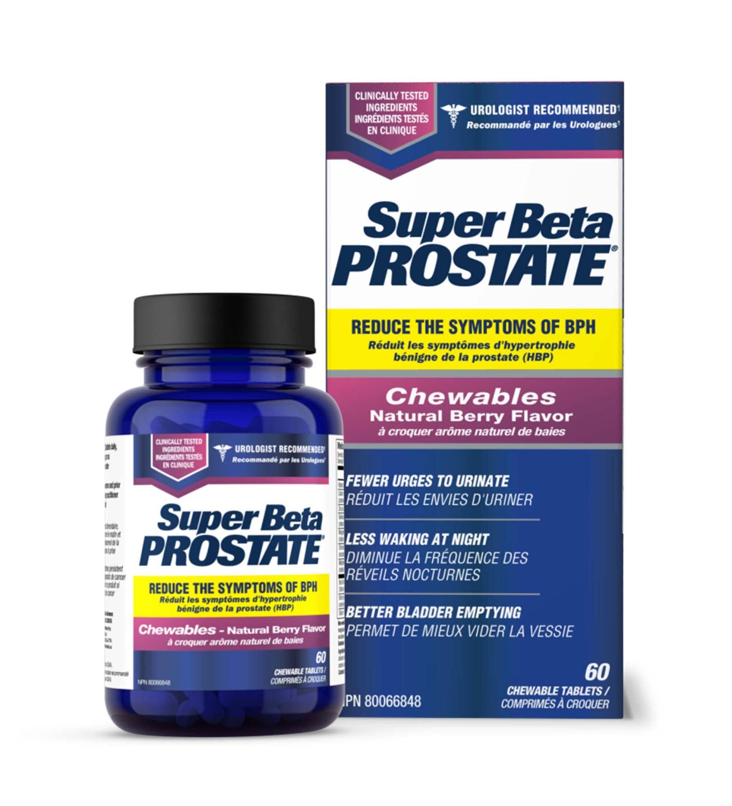 Super Beta Prostate Chewables - Delicious Urologist Recommended Prostate Supplement for Men - Reduce Nighttime Bathroom Trips Promote Sleep Support Prostate Health (60 Chews 1 Bottle) - Buy Online on GoSupps.com