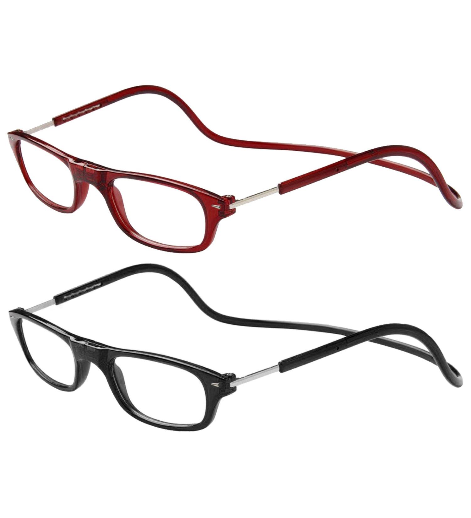 TBOC Pack: Reading Glasses +3.50 Diopter for Men & Women - Foldable Magnetic Closure 2 Units in Bordeaux & Black - Ideal for Presbyopia - Buy Online on GoSupps.com