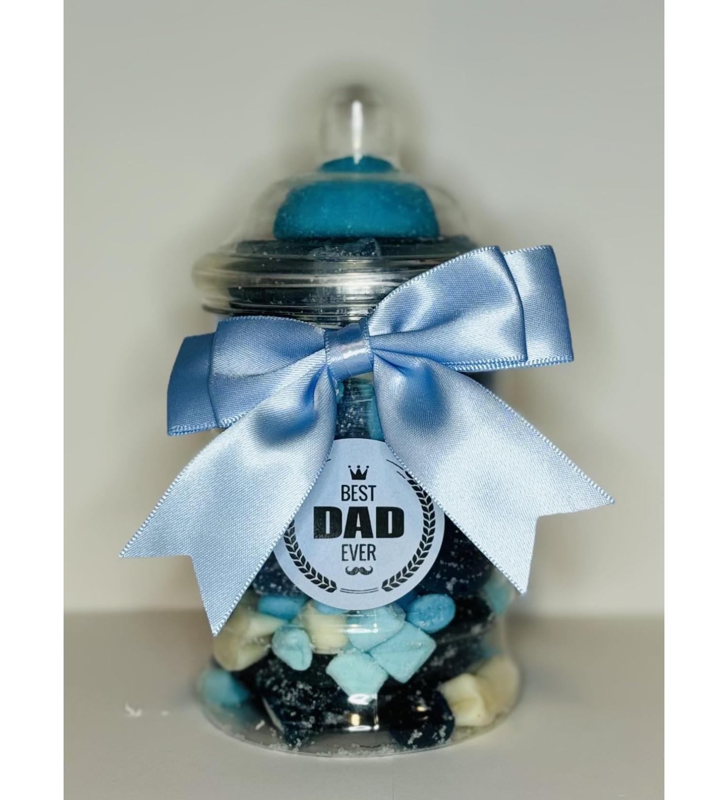 Best Dad Ever Filled Blue Pick N Mix Gummy Sweet Victorian Jar Gift Present 380ml - Buy Online on GoSupps.com