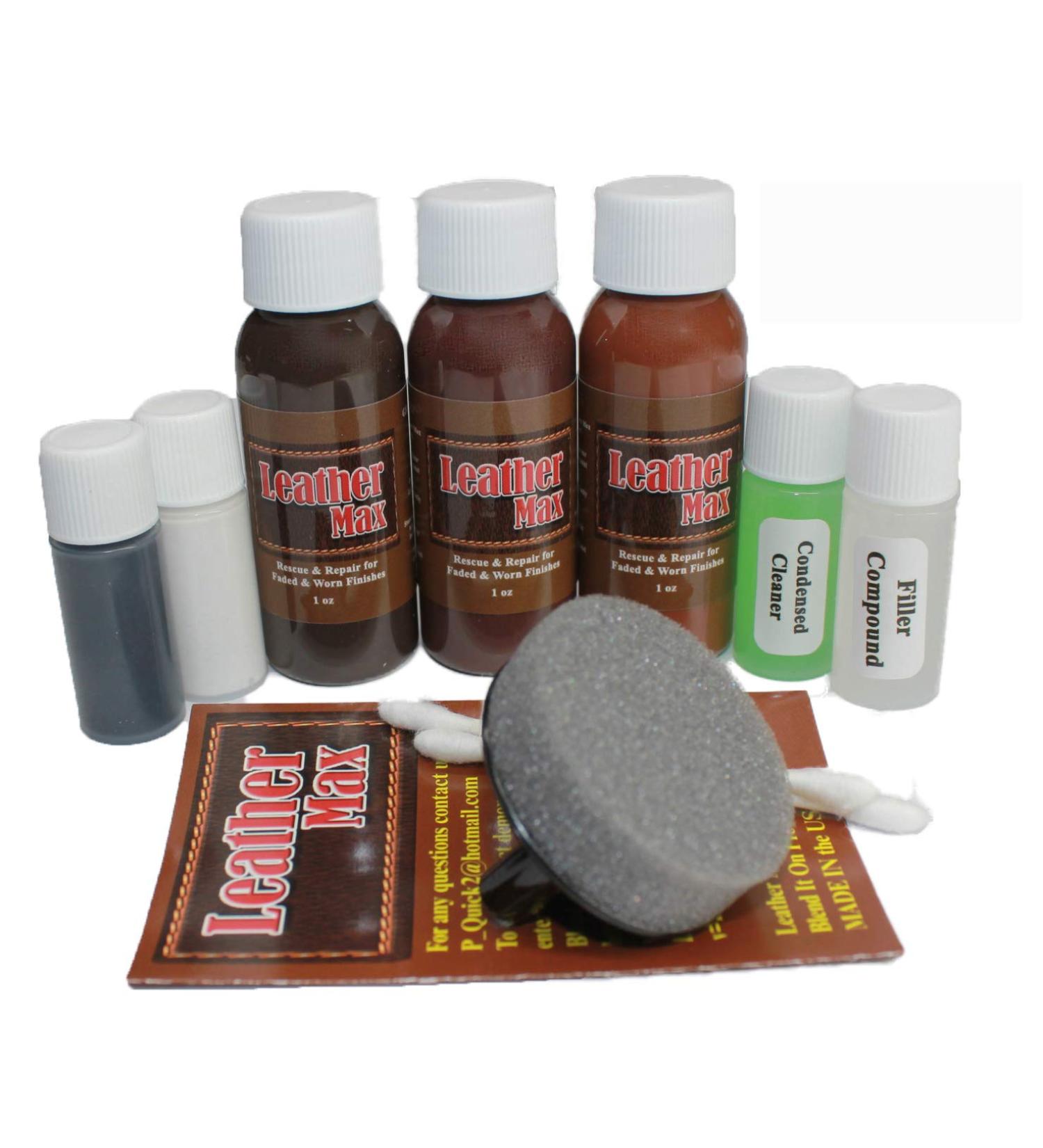 Furniture Leather Max Complete Leather Refinish and Repair Kit/Now with 3 Color Shades to Blend with/Leather & Vinyl Restorer (Deep Browns) - Buy Online on GoSupps.com