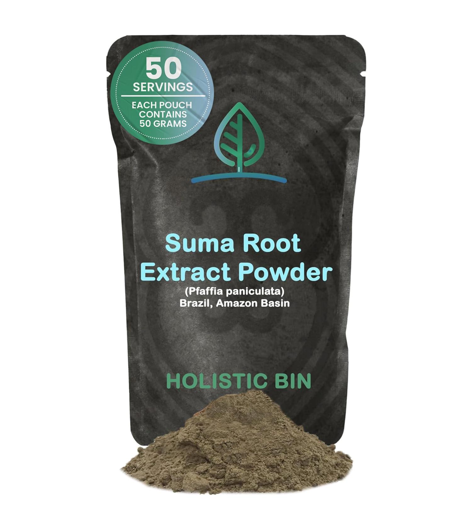 Holistic Bin Wild Harvested Root Ginseng Powder Brazilian Suma Root Ginseng for Tea & Smoothies Adaptogen Extract Non GMO 50 Grams - Buy Online on GoSupps.com
