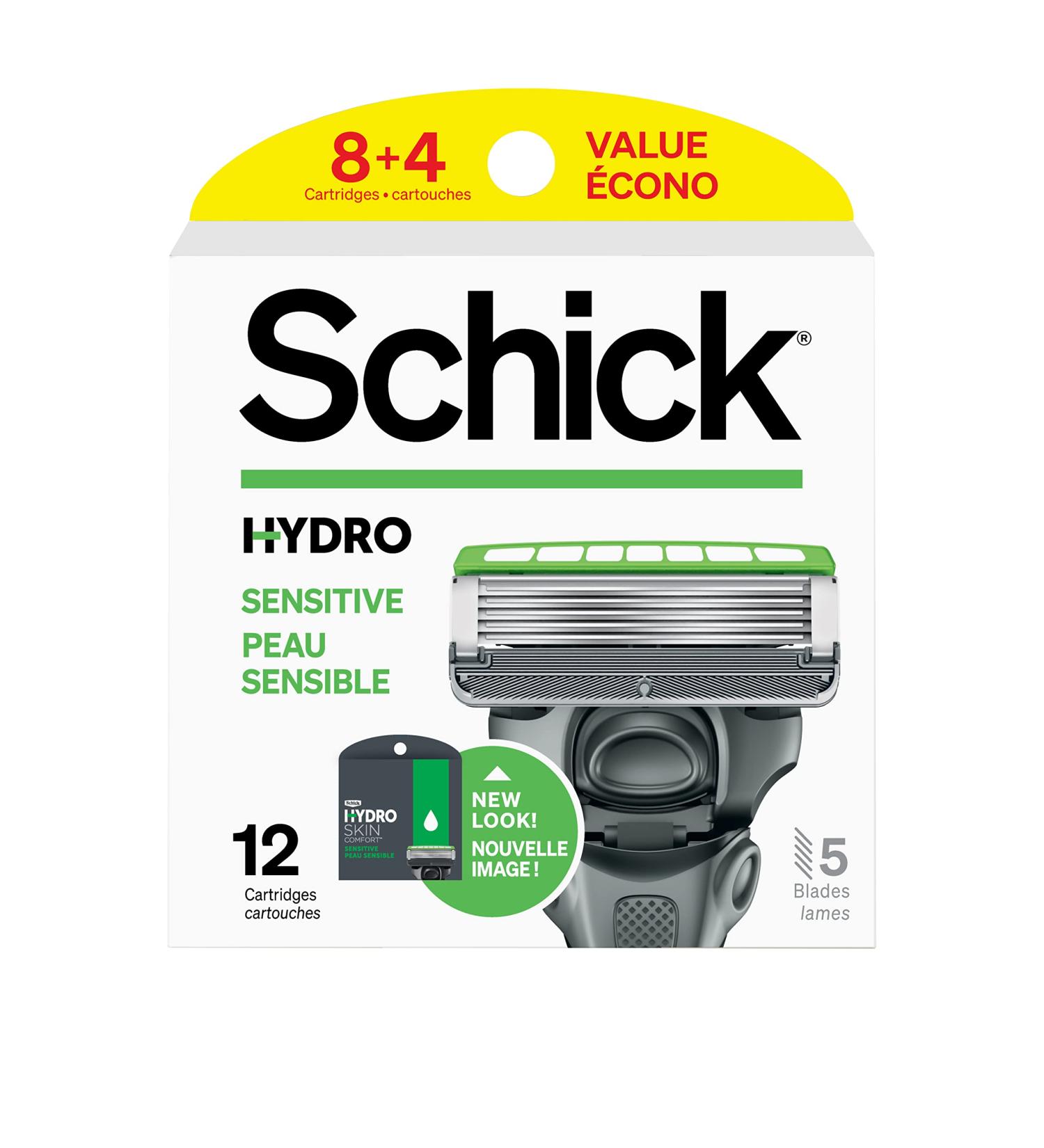 Schick Hydro Skin Comfort Sensitive 5 Blade Razor Refills 12 Count - Buy Online on GoSupps.com