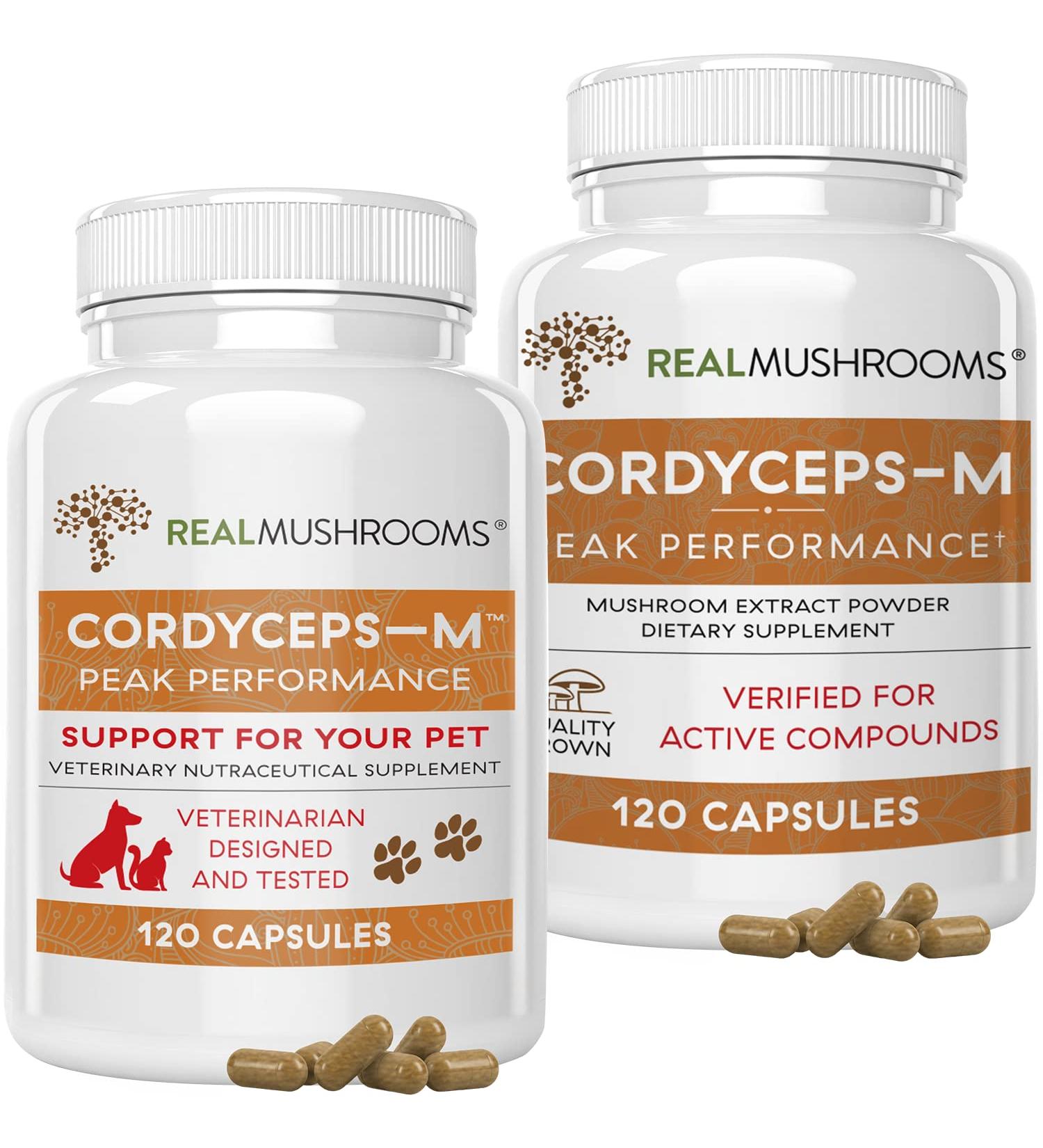 Real Mushrooms Cordyceps Pet & Human Performance Bundle (120ct) - Energy & Vitality Supplement for Pets and Humans - Gluten-Free Non-GMO - Buy Online on GoSupps.com