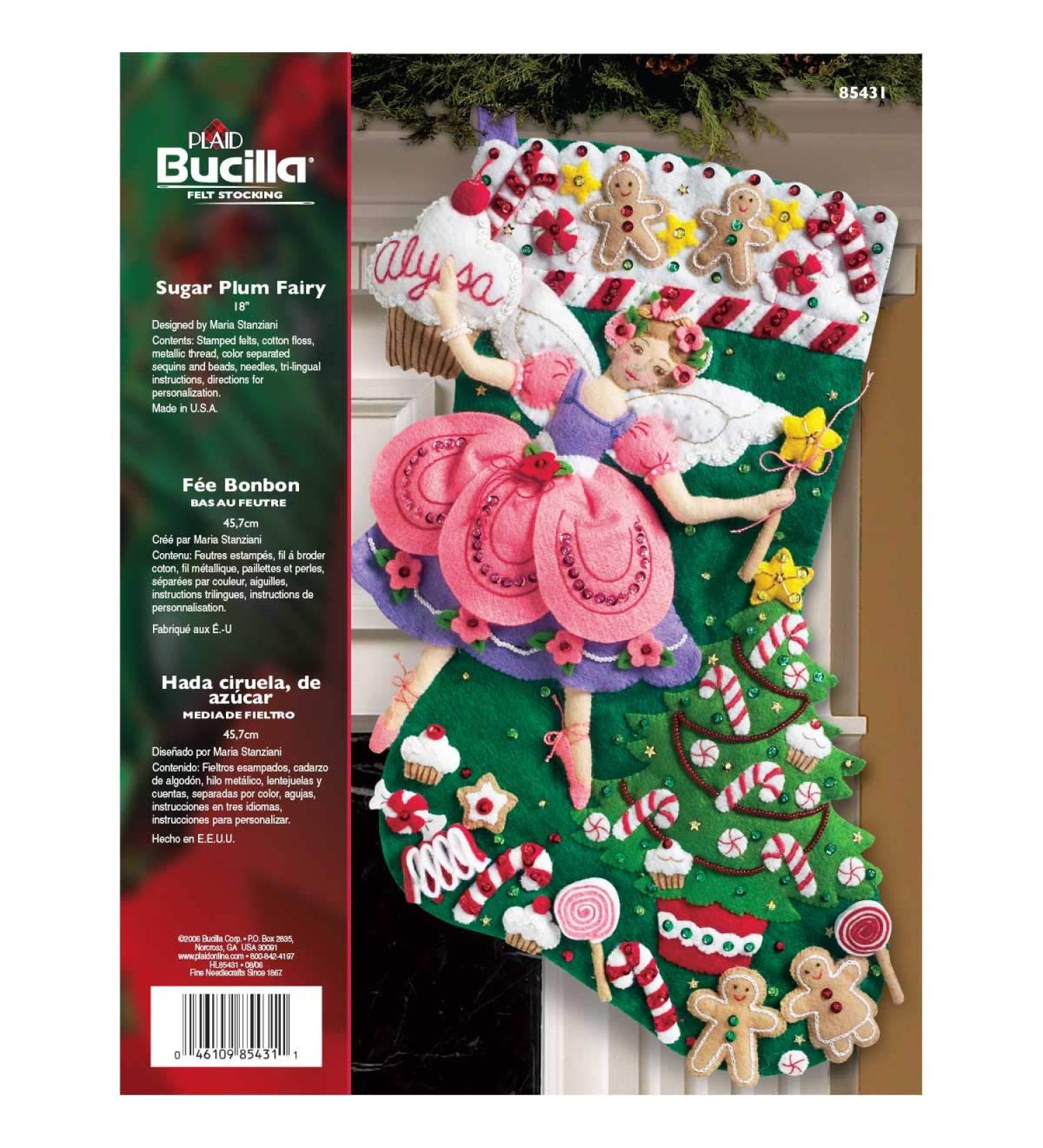 Bucilla Sugar Plum Fairy Christmas Stocking Kit 85431 - 18 Felt Applique - Festive DIY Holiday Craft - Buy Online on GoSupps.com
