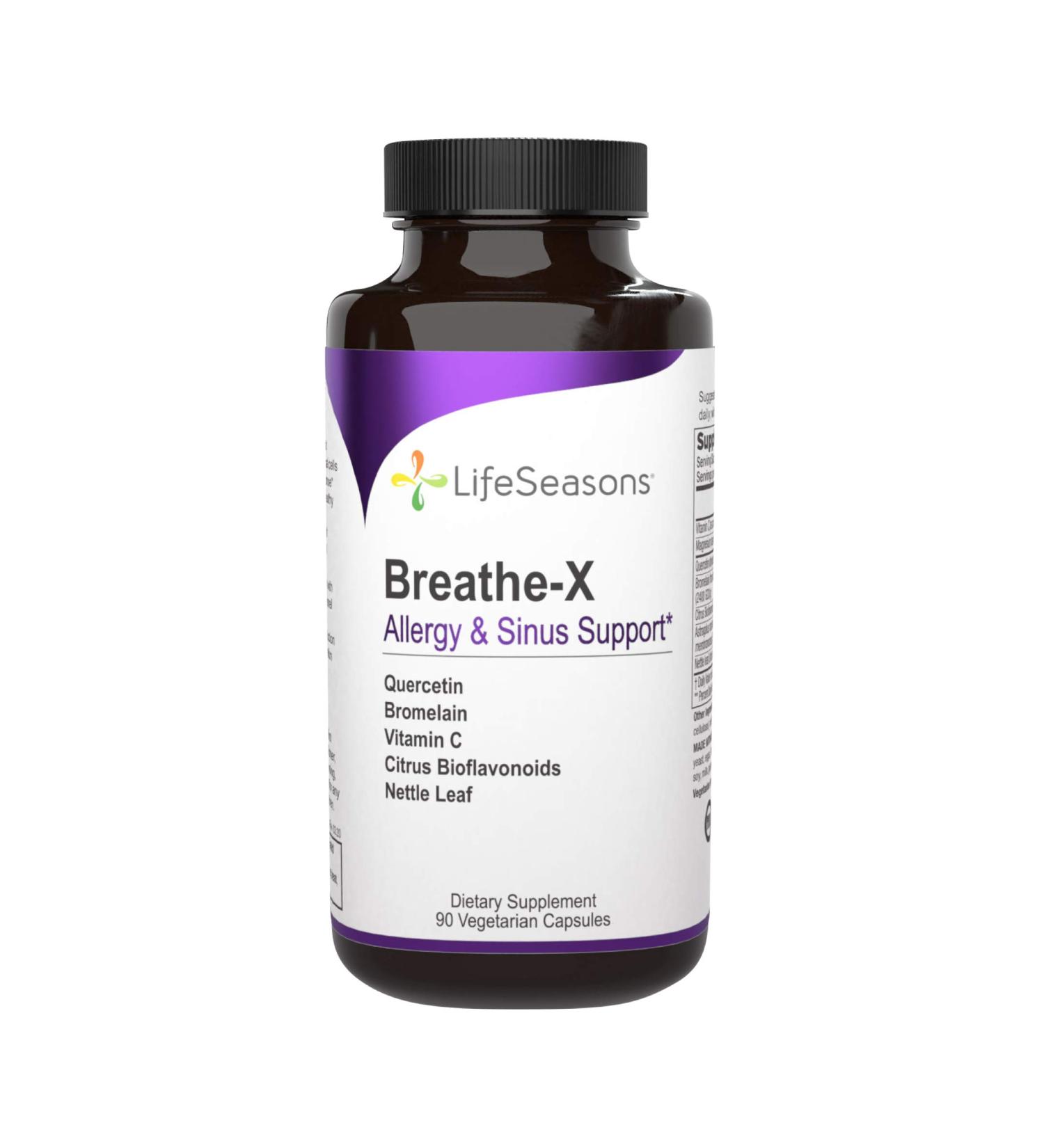 LifeSeasons Breathe-X Allergy Support - 90 Vegetarian Capsules for Sinus Relief - Buy Online on GoSupps.com