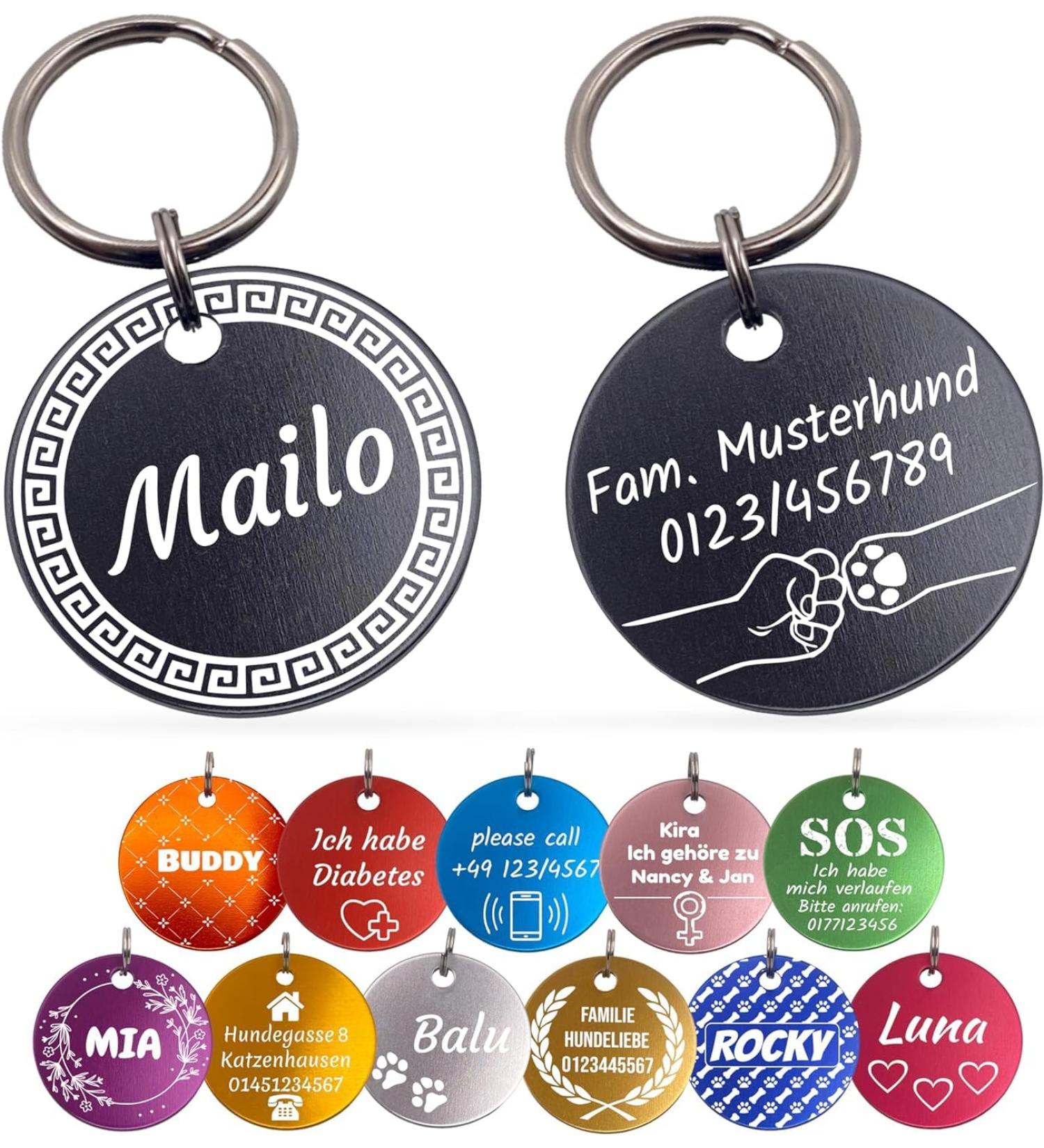 Unique Personalized Dog & Cat Branding | Engraved Double-Sided Tags (30mm Purple) | Custom Distribution Packs - Buy Online on GoSupps.com
