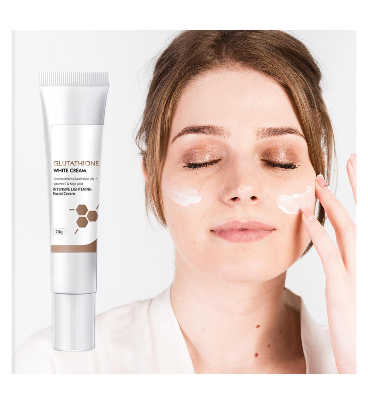 Glutathione Whitening Cream with Kojic Acid - Dark Spot Remover Moisturizer and Skin Brightener 20g - Buy Online on GoSupps.com