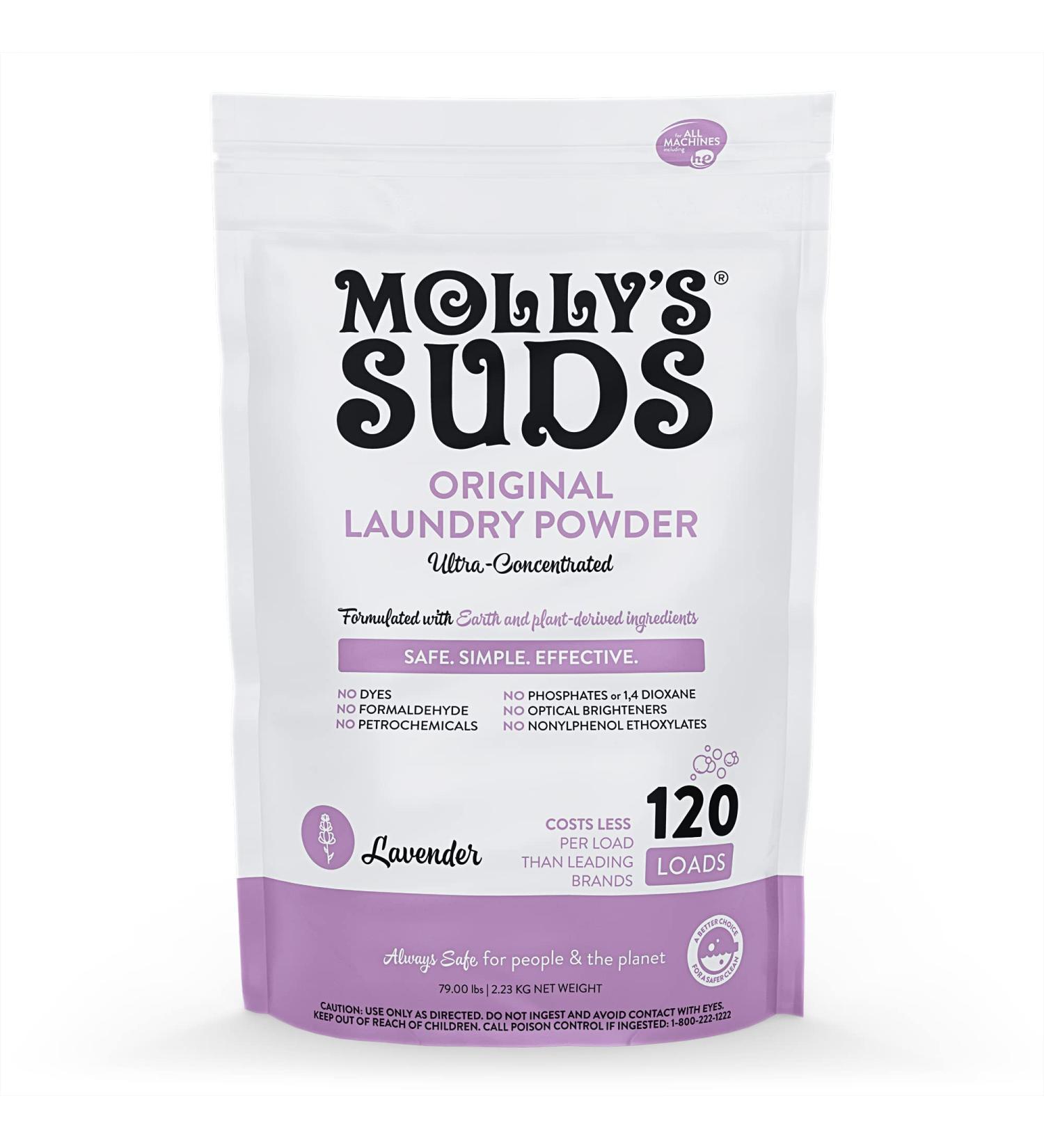 Molly's Suds Original Laundry Detergent Powder - Natural, Stain-Fighting Formula for Sensitive Skin - Lavender Scent, 120 Loads - Buy Online on GoSupps.com