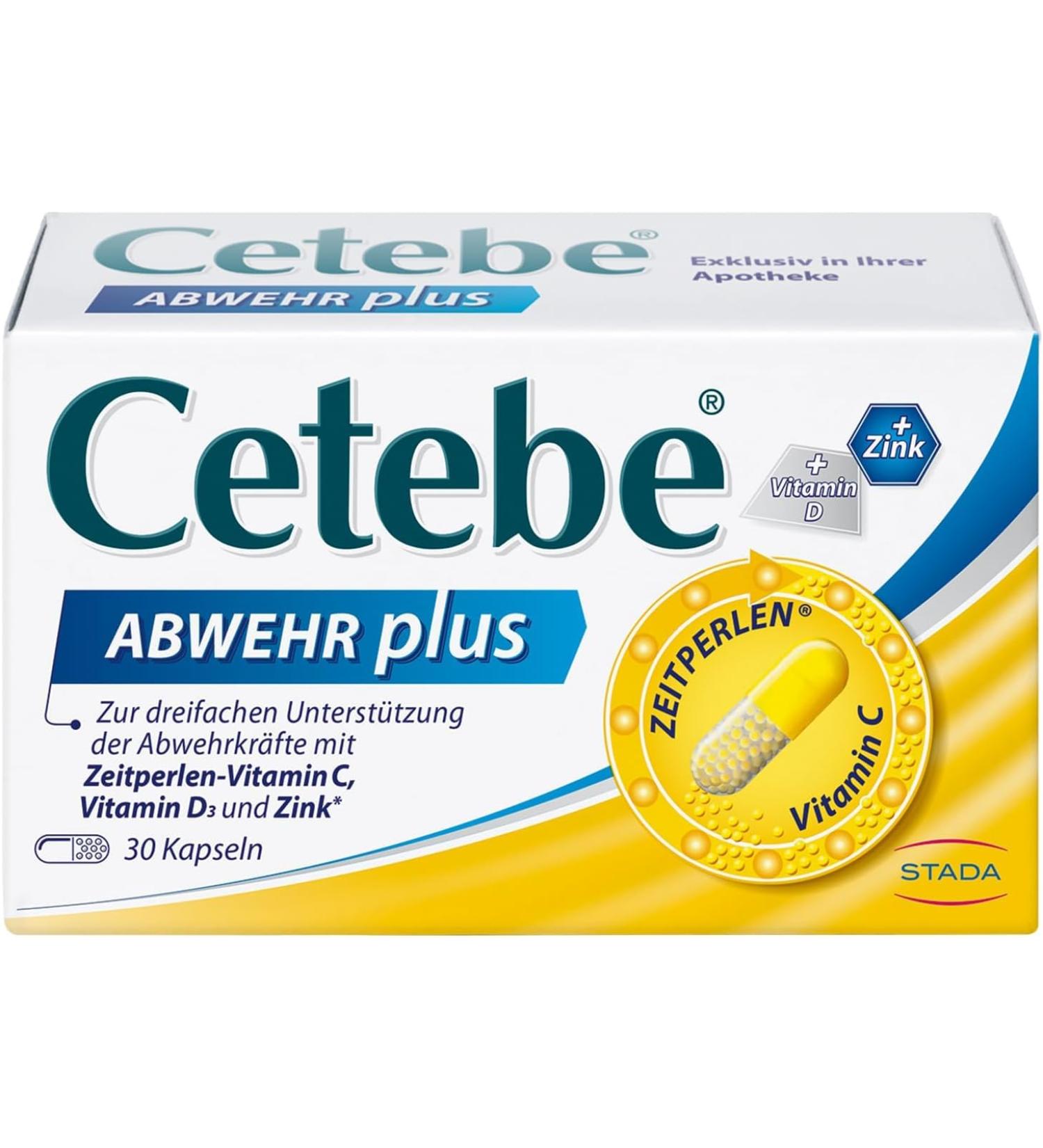 Cetebe Defense Plus - Triple Support Supplement with Vitamin C D & Zinc - 30 Capsules for Immune Health - Fast International Shipping - Buy Online on GoSupps.com