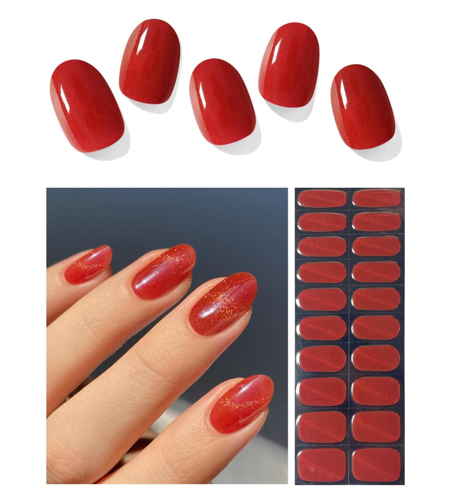 TrueShei Red Cat Eye UV Gel Nail Foils | 20 Self-Adhesive Nail Film Stickers | Gellack Wraps for Stunning Red Cat's Eye Nails - Buy Online on GoSupps.com