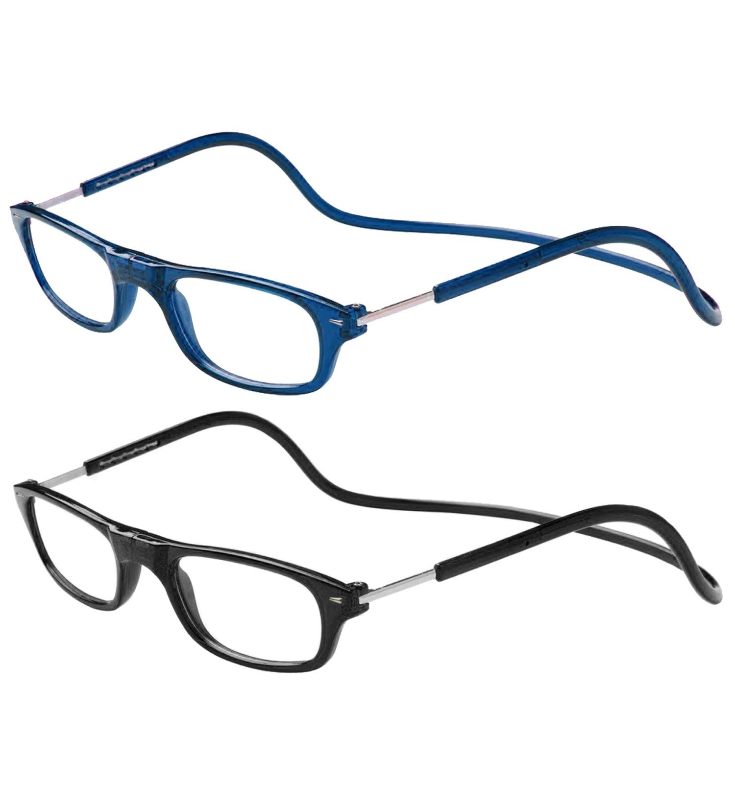 TBOC Pack: Reading Glasses for Men & Women - Dioptria +3.00 (2 Units) Foldable Blue & Black with Magnetic Clip - Perfect for Presbyopia - Buy Online on GoSupps.com