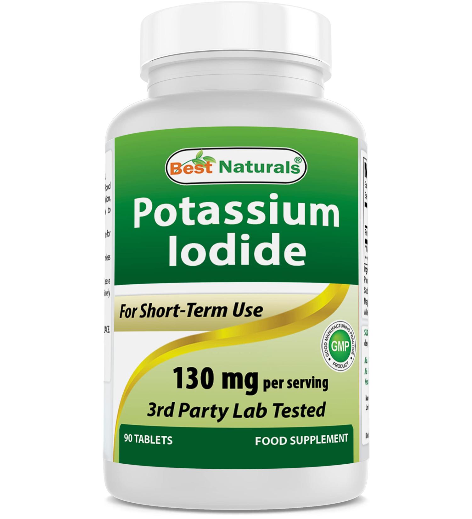 Best Naturals Potassium Iodide 130mg - 90 Tablets Dietary Supplement - Buy Online on GoSupps.com