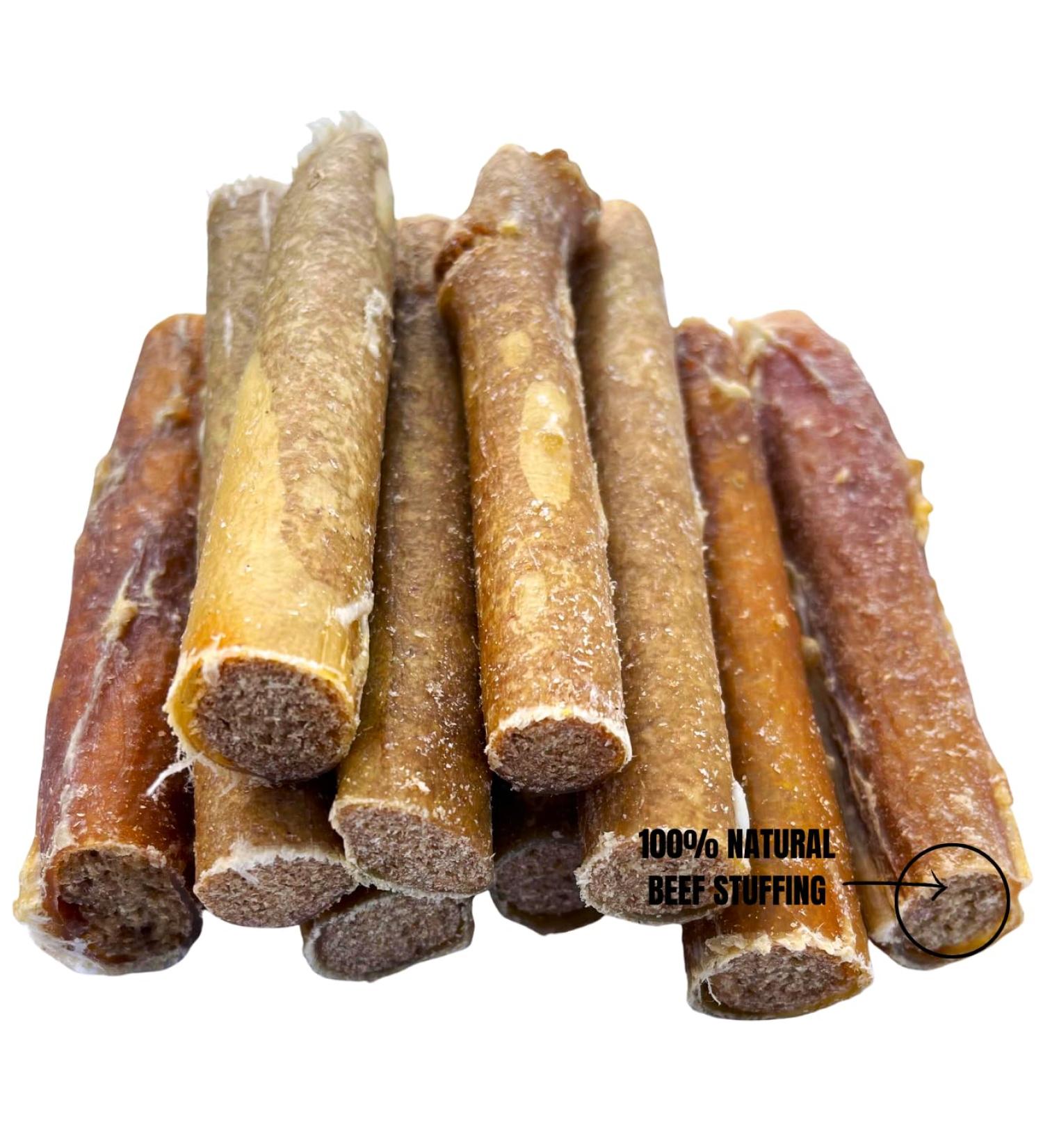 Beef Stuffed Beef Aorta for Dogs - Stuffed Beef Aorta Dog CHEW Treat - *(6 INCH 10 Pack 500 Grams Approx.)* - 100% Natural - Beef Treat for Dogs - Dental CHEW - HIGH in Minerals and Protein - Buy Online on GoSupps.com