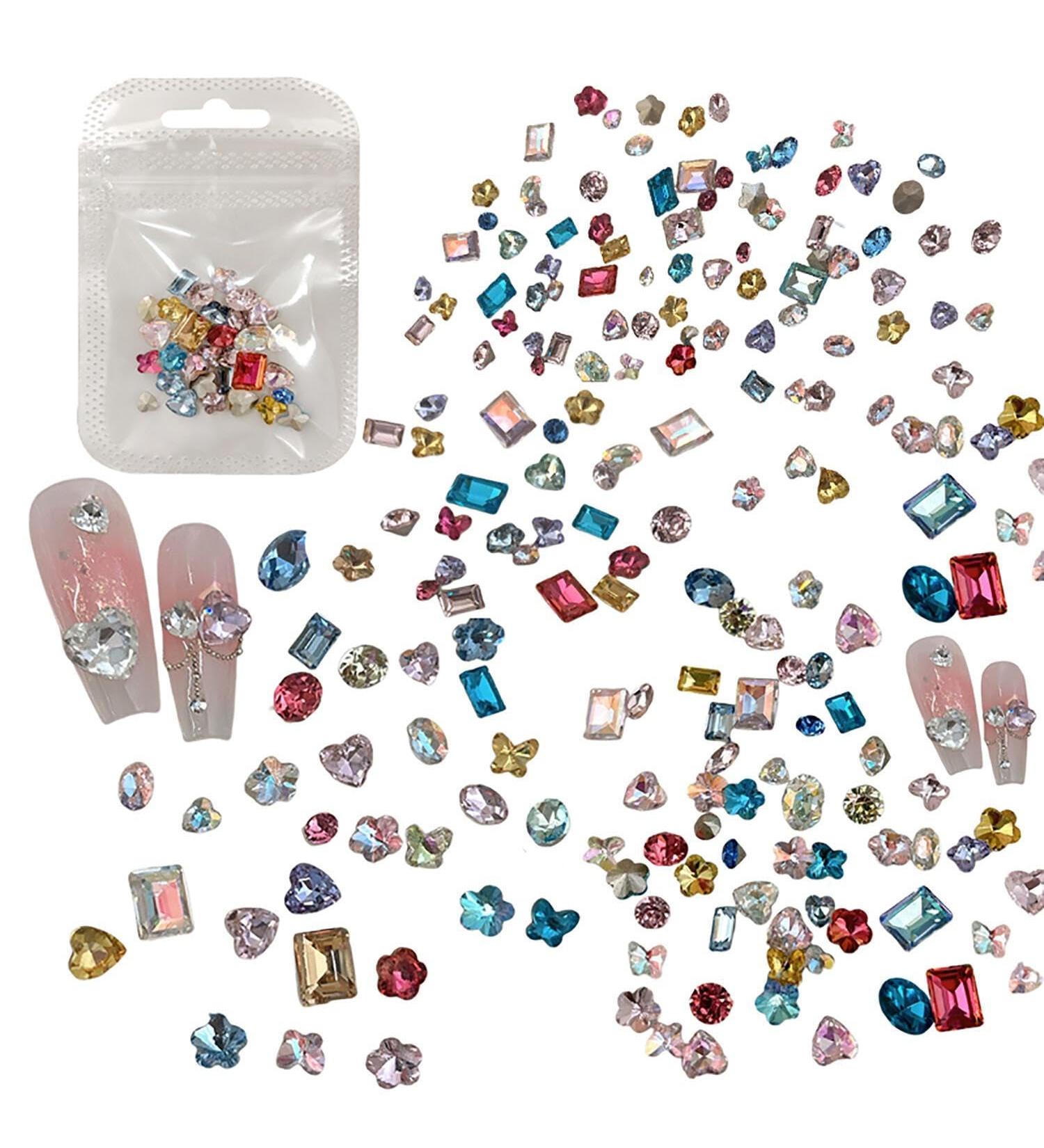 Nail tip bottom shaped diamond accessories Nail jewel pendant 30 colored mixed crystal diamonds 3-8MM - Buy Online on GoSupps.com