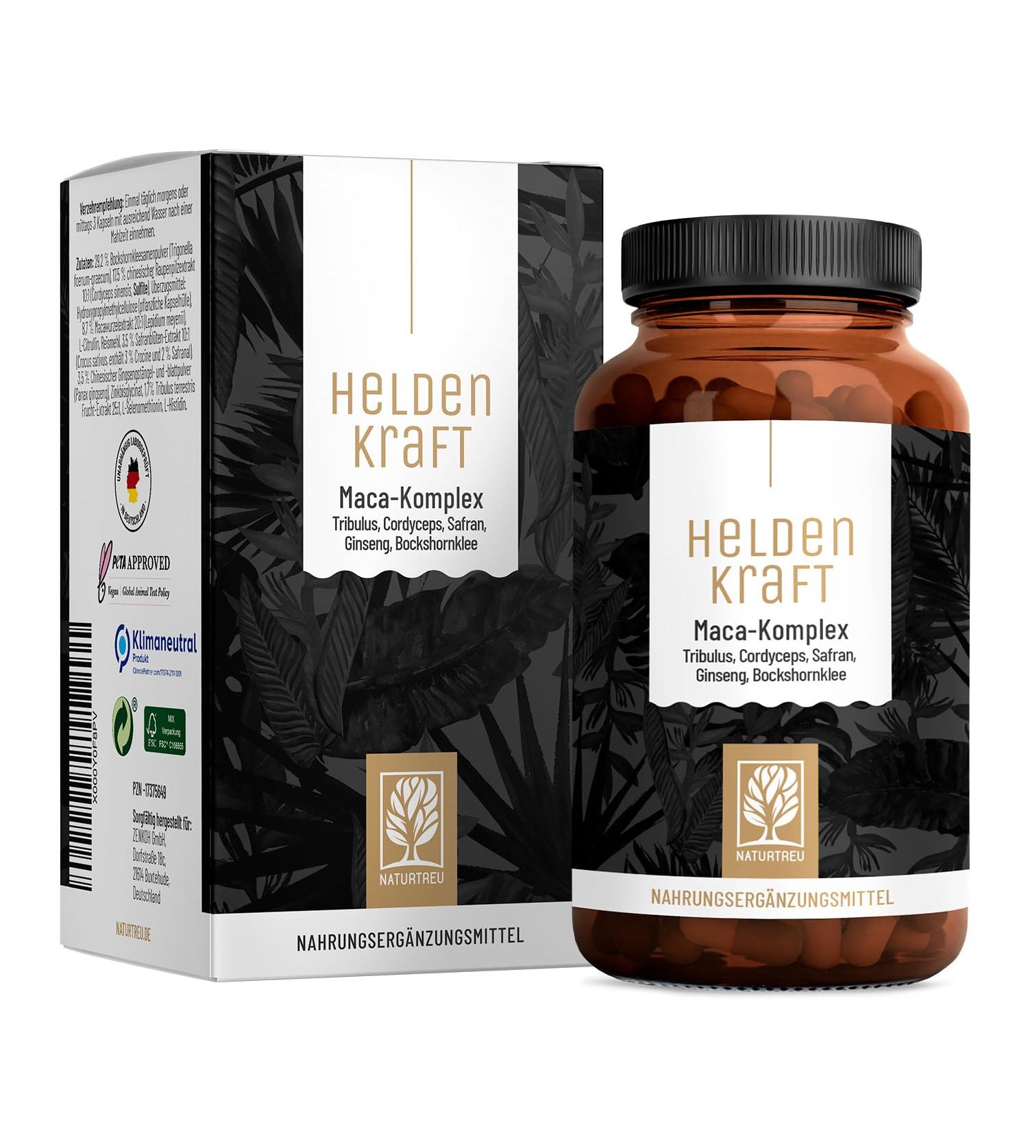 High-Dose Maca Capsules 20:1 Extract with Tribulus Cordyceps & Ginseng - 90 Capsules for Men's Heroic Power | International Shipping Available - Buy Online on GoSupps.com