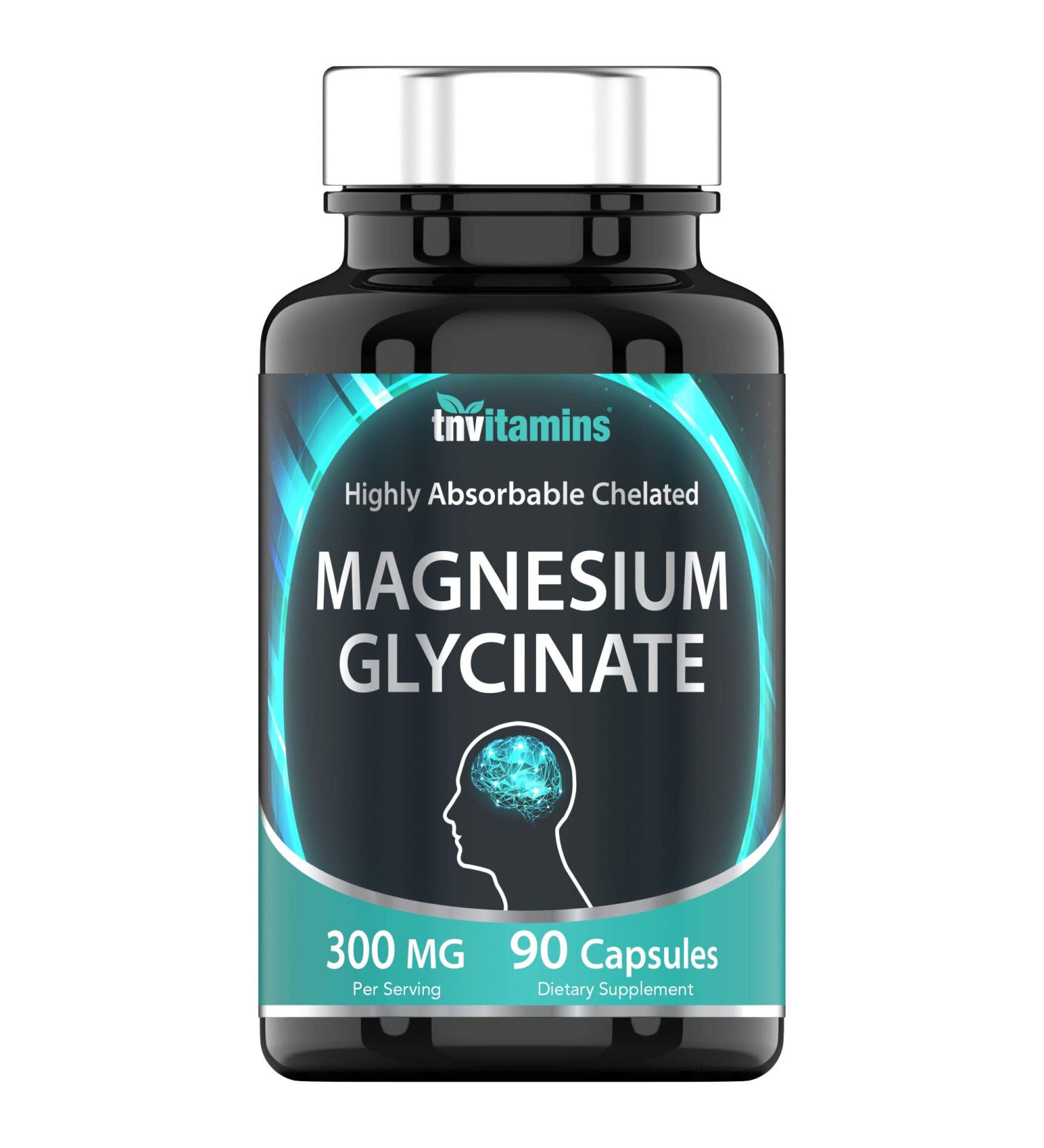 Chelated Magnesium Glycinate Capsules 300mg (90 Count) | Highly Absorbable for Calm Sleep & Stress Support | TNVitamins - Buy Online on GoSupps.com