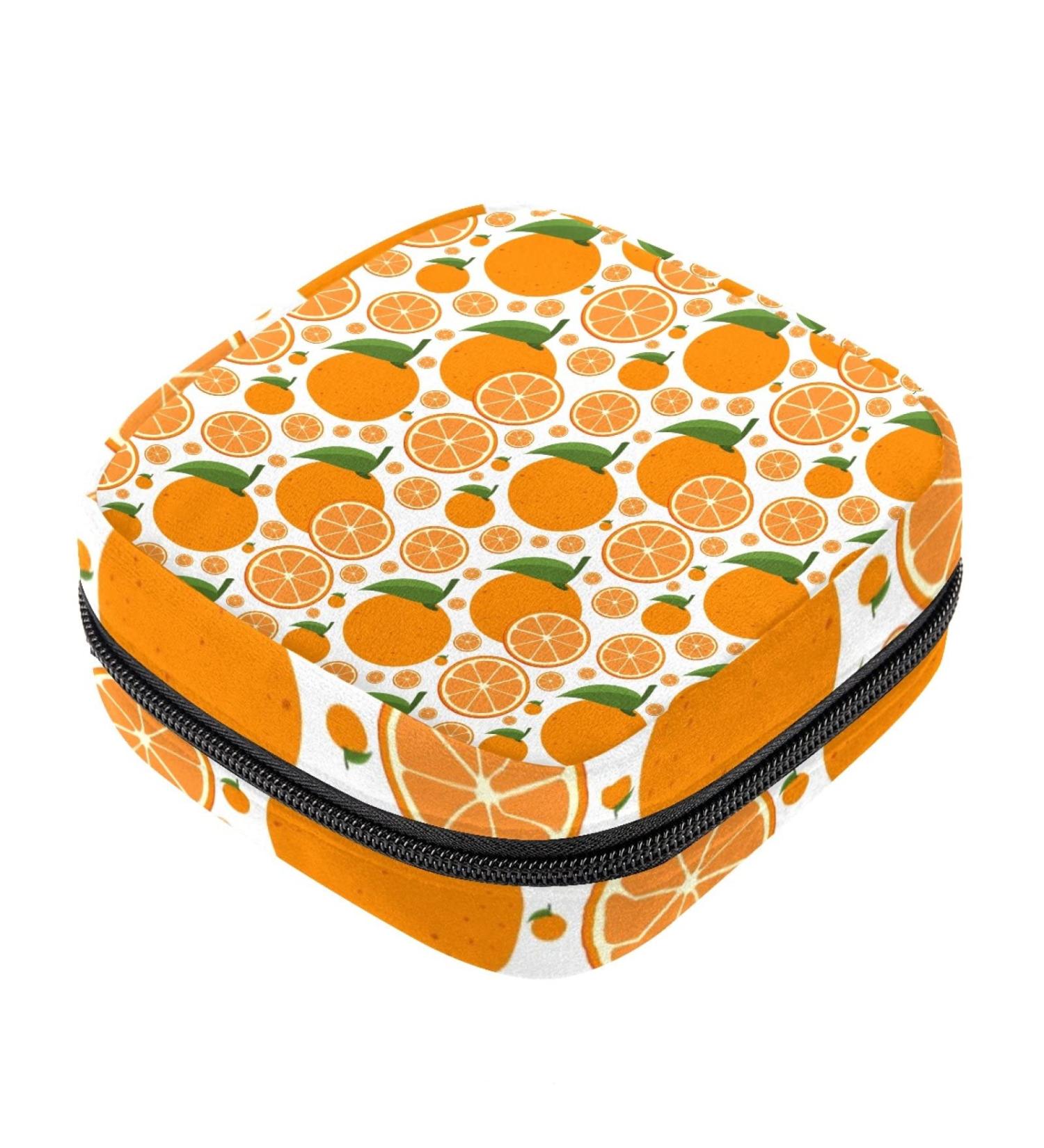 Stylish Orange Zipper Menstruation Pad Bag | Women's Tampon & Napkin Collection Bag for Girls - Buy Online on GoSupps.com