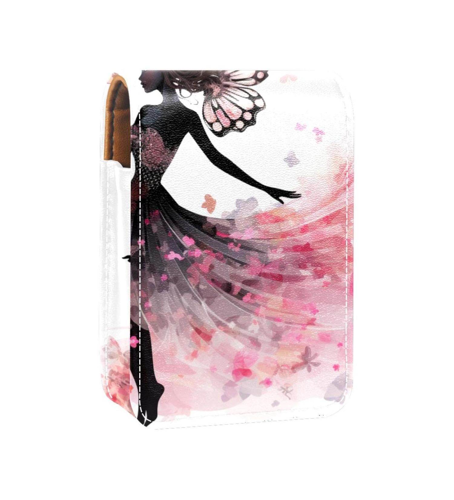 Buy Forest Elf Butterfly Girl Leather Lipstick Case - Mini Organizer with Mirror & Lip Gloss Holder - Buy Online on GoSupps.com