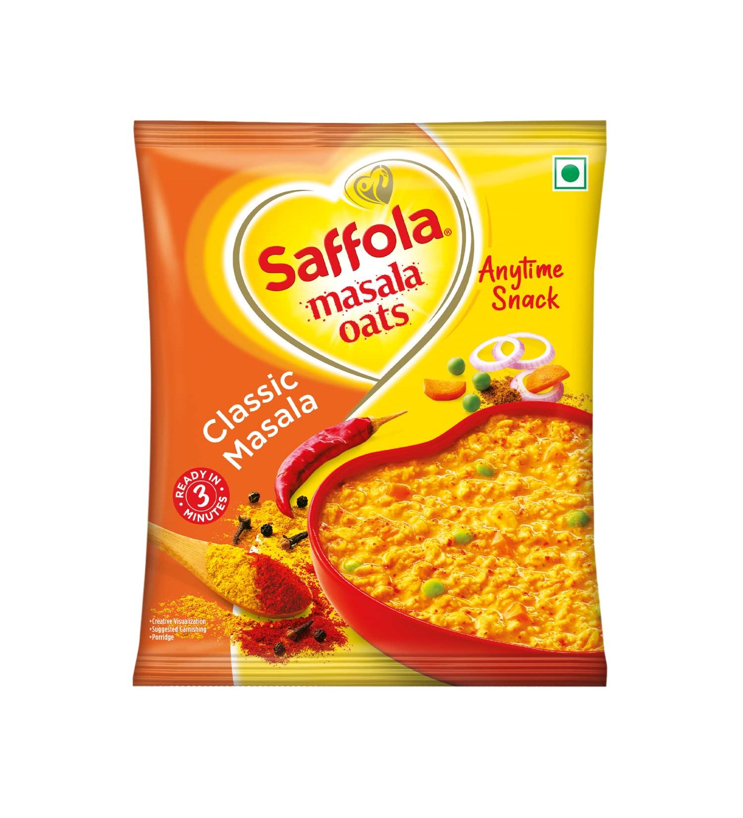 Saffola Masala Oats 38g: Classic Tasty & Healthy Evening Snack - Buy Online on GoSupps.com