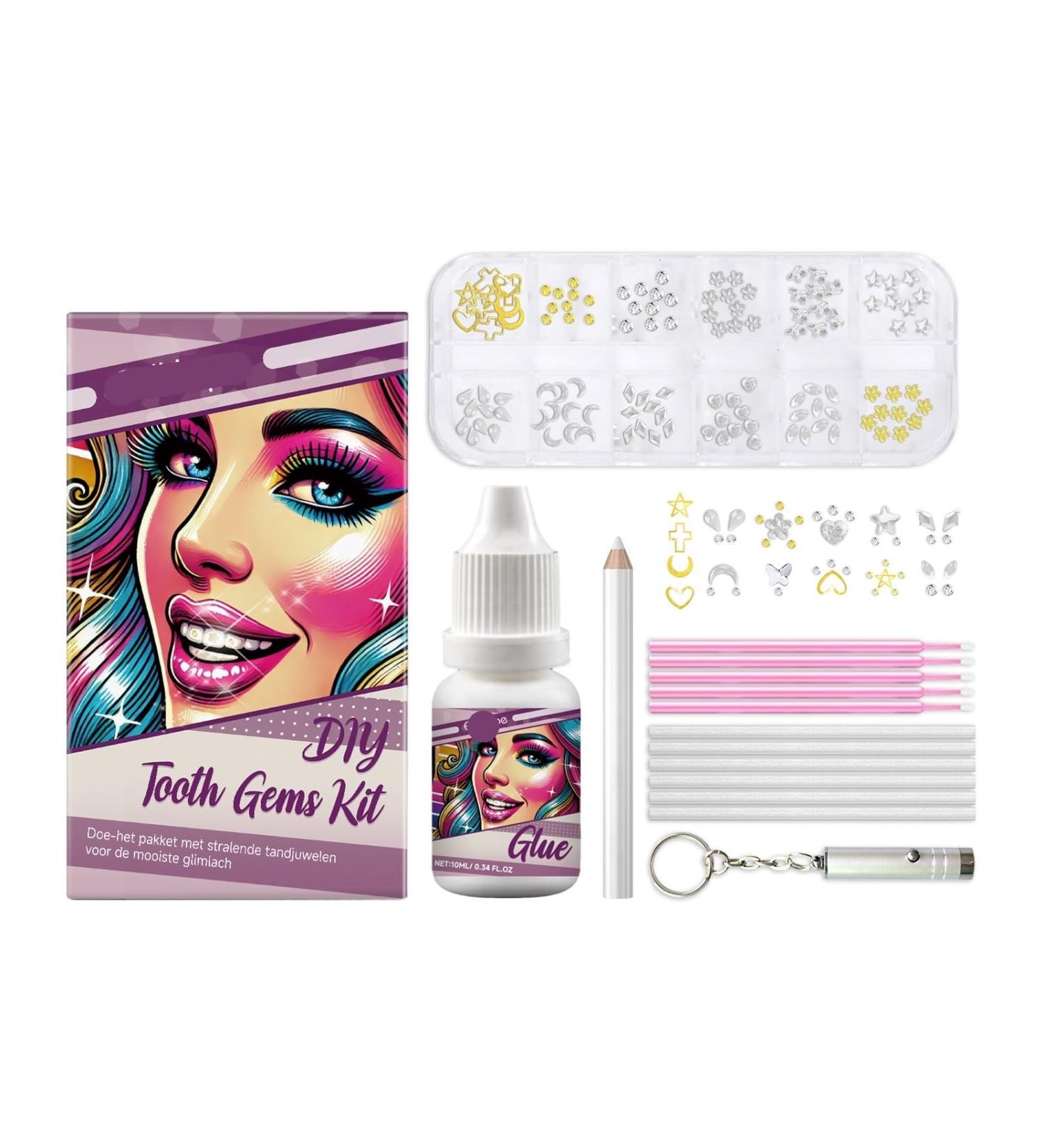 DIY Tooth Gem Kit - Safe Easy Application With UV Cure Glue Assorted Gems For Custom Smile(2PC) - Buy Online on GoSupps.com