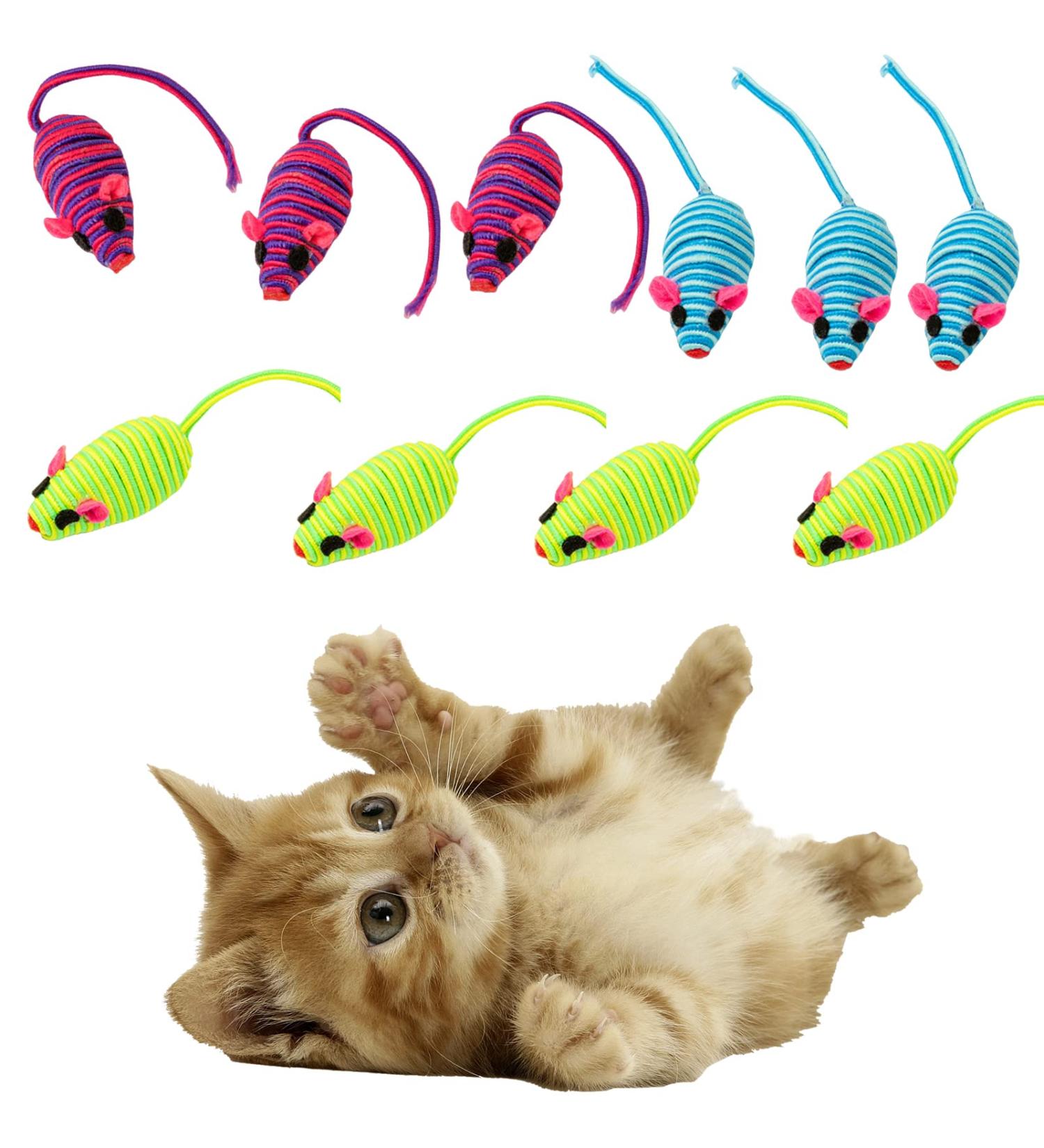 Cat Toys 10 Pcs Variety Kitten Toys Interactive Mouse Toys for Teeth Cleaning Playing Chewing Training Artificial Mouse Cat Toys for Indoor Cats Adult Young (Random Color) - Buy Online on GoSupps.com