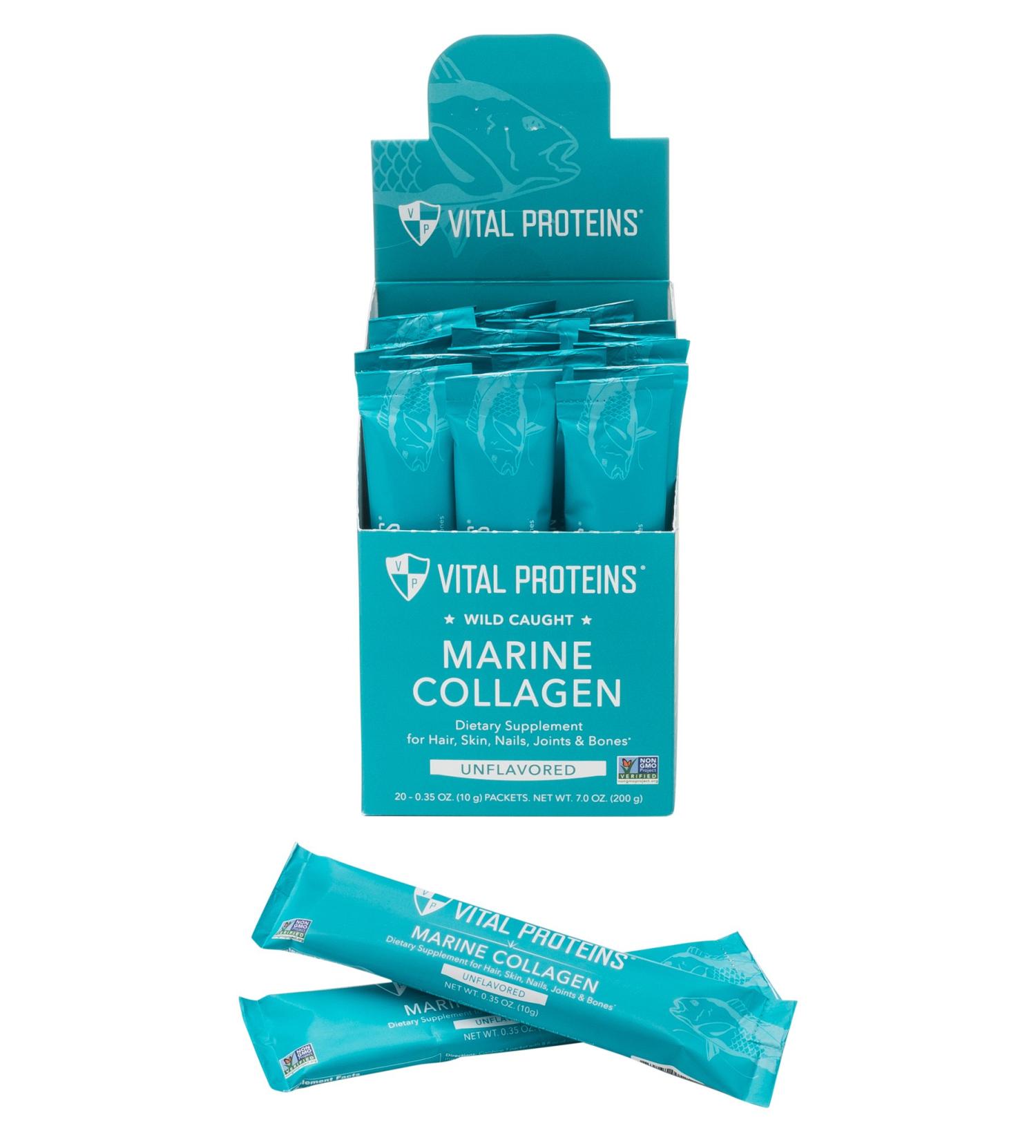 Vital Proteins Marine Collagen Unflavored - 20 Packets (10g Each) for Healthy Skin & Joints - Buy Online on GoSupps.com