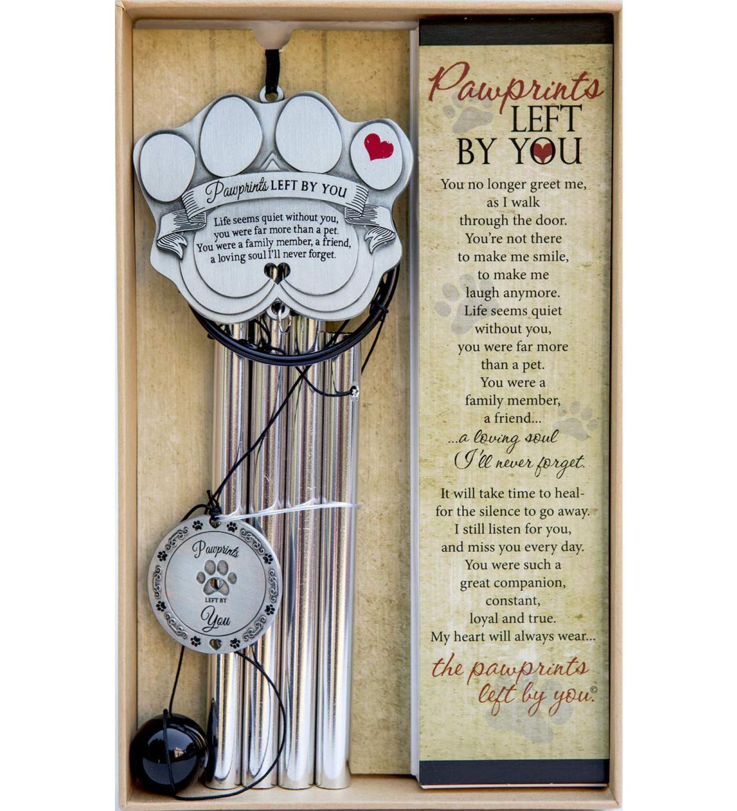 Pawprint Pet Memorial Wind Chime - Sympathy Gift for Grieving Pet Owners - Includes Poem Card - Buy Online on GoSupps.com