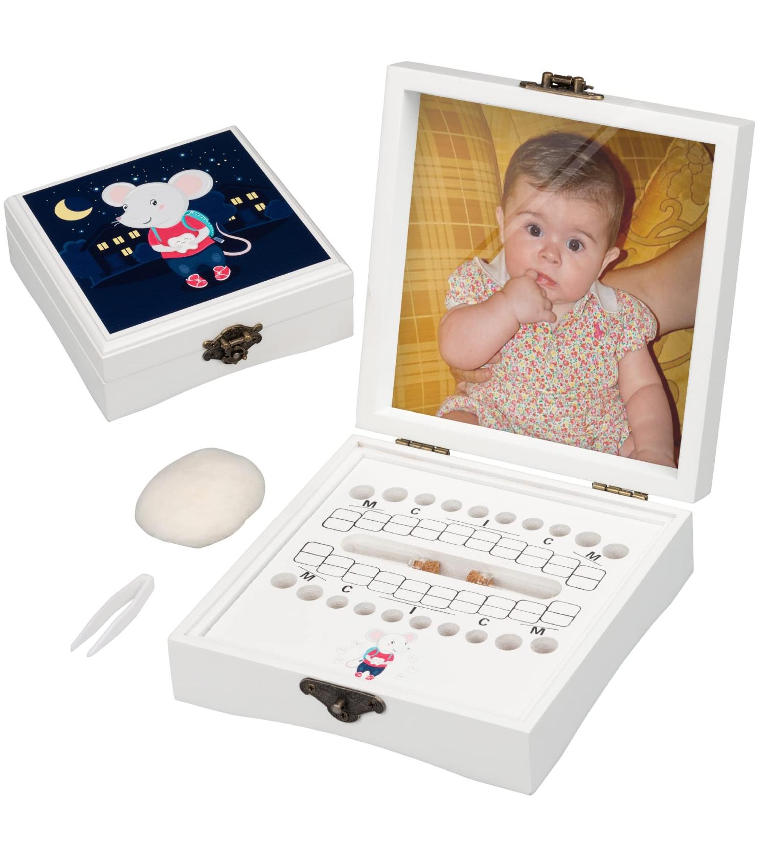 Baby Keepsake Tooth Box - Lost Teeth Holder for Boys and Girls - Tooth Fairy Organizer - White Wood - Perfect Gift for Parents and Kids - Buy Online on GoSupps.com