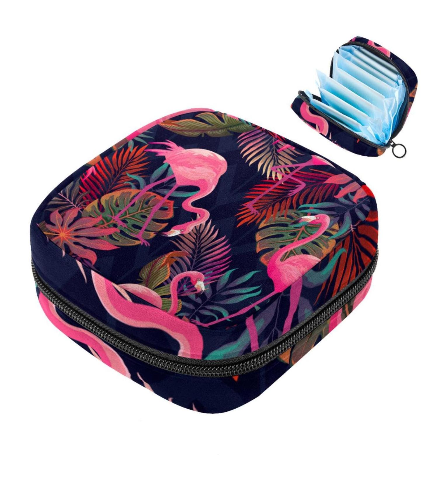 Pink Flamingo Jungle Leaf Women's Binding-Up Bag - Large Menstrual Cup Pocket & Period Inserts | Stylish & Functional Storage for Girls and Women - Buy Online on GoSupps.com