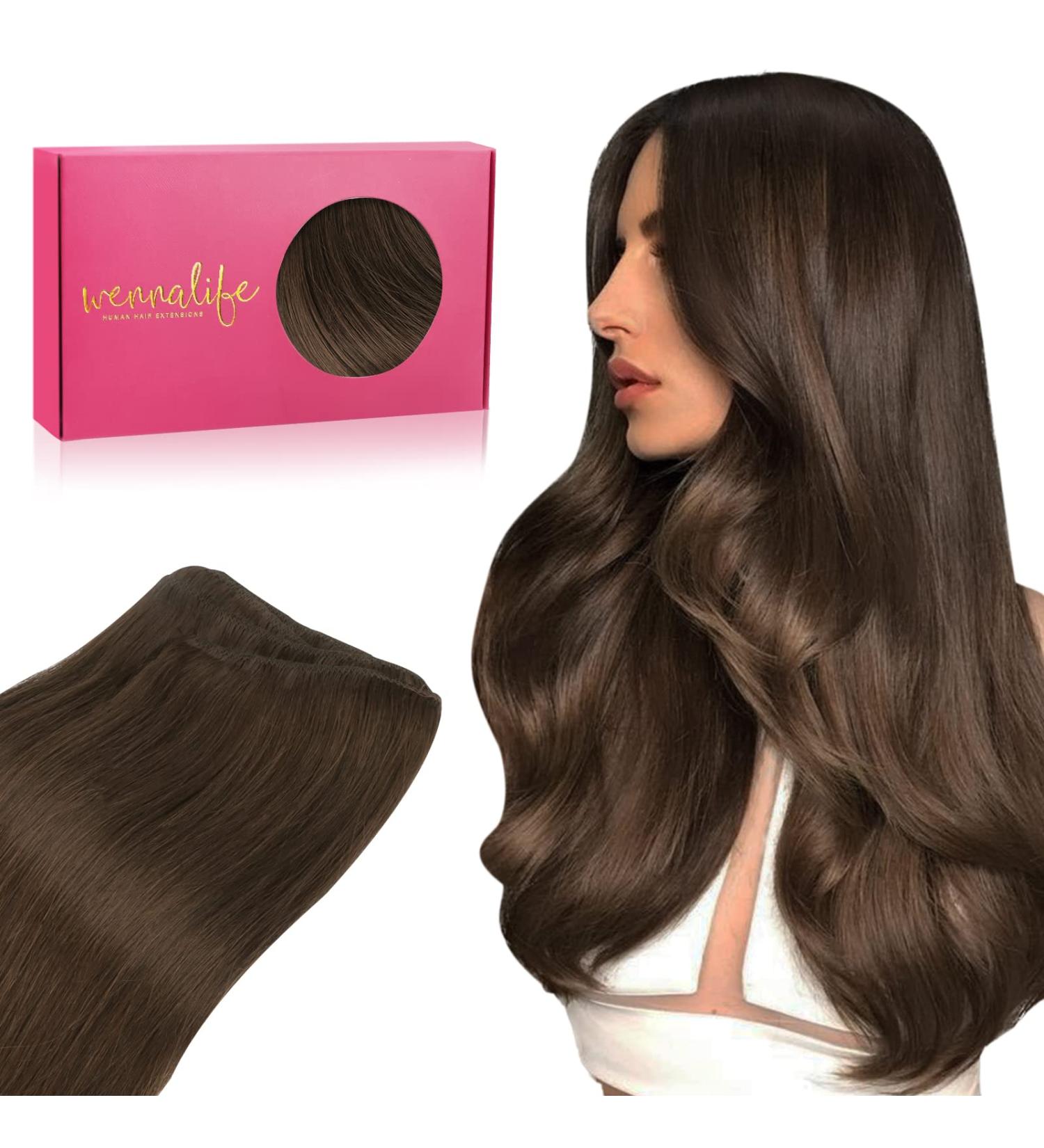 55cm 110g Chocolate Brown Real Hair Extensions - Remy Weft Sew-in Tressen for Stunning Looks - Buy Online on GoSupps.com