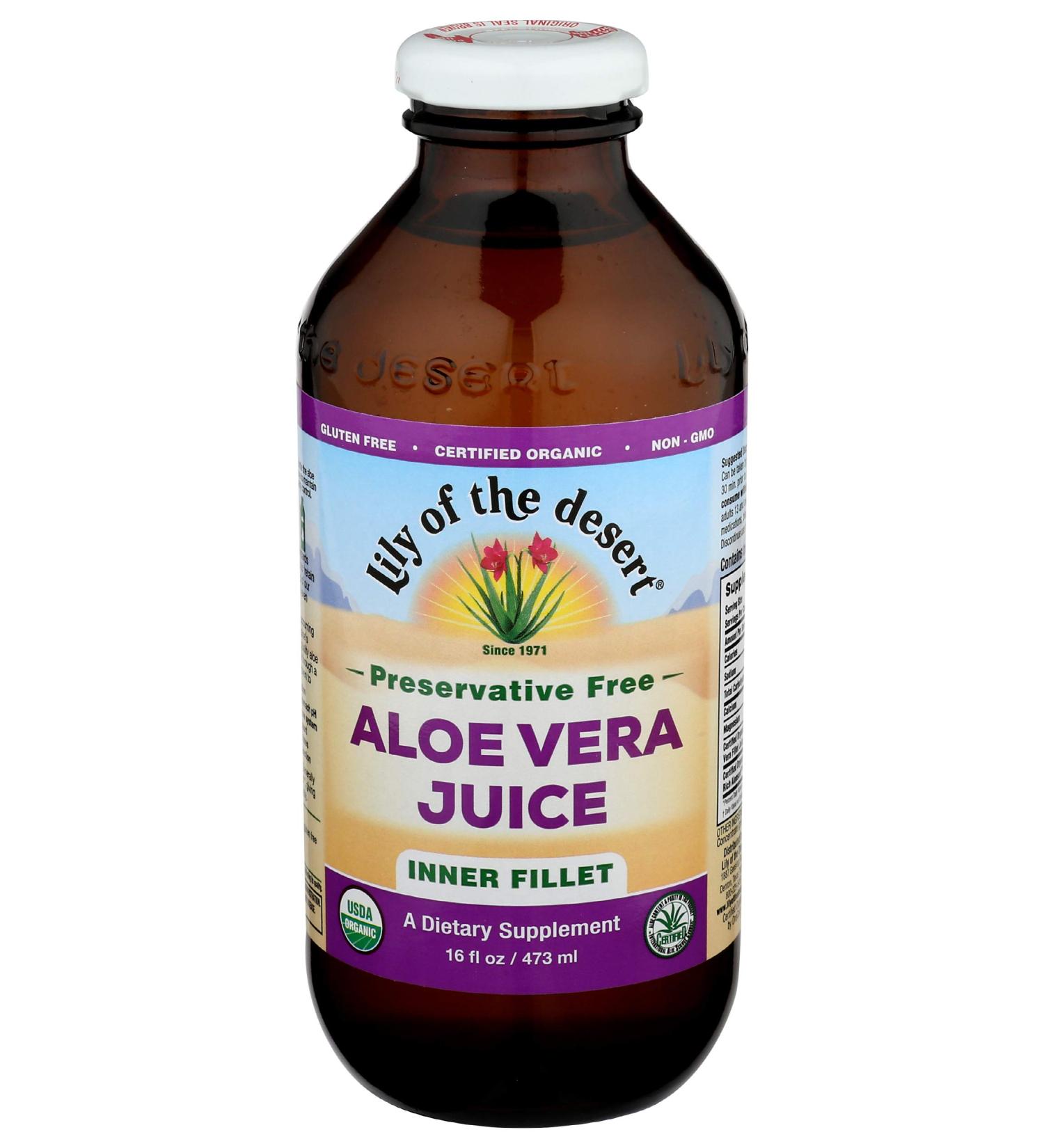 Organic Aloe Vera Juice 16 oz - No Preservatives - Liquid 16 Fl Oz (Pack of 1) - Buy Online on GoSupps.com