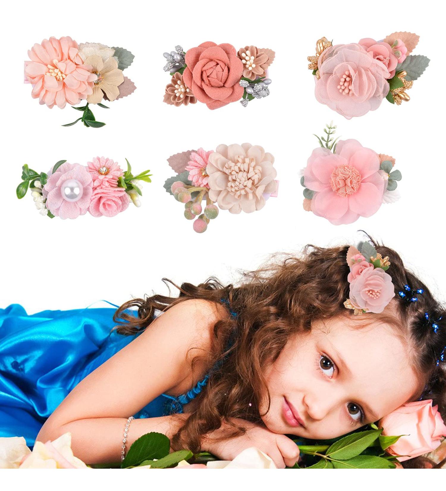 Jinlaili 6-Piece Flower Hair Clips Set for Girls | Cute Hair Accessories & Jewelry for Children - Buy Online on GoSupps.com