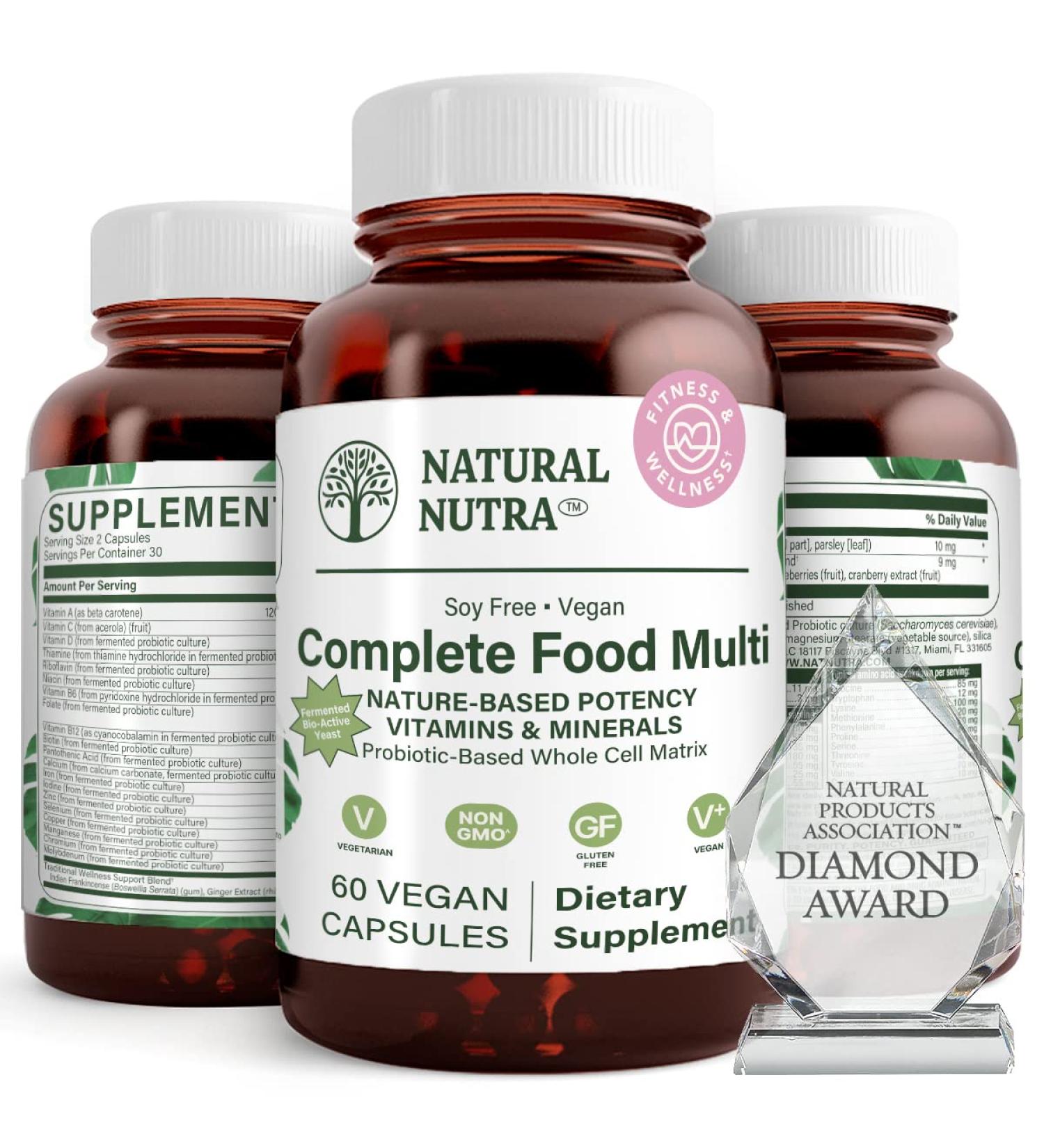 Natural Nutra Whole Food Complete Multivitamin and Mineral for Women and Men, Energy Booster, Helps Maintain Bone Health Supplement, Improves Brain Function and Skin, Help Enhance Immunity 60 Capsules 1 Count (Pack of 60) - Buy Online on GoSupps.com