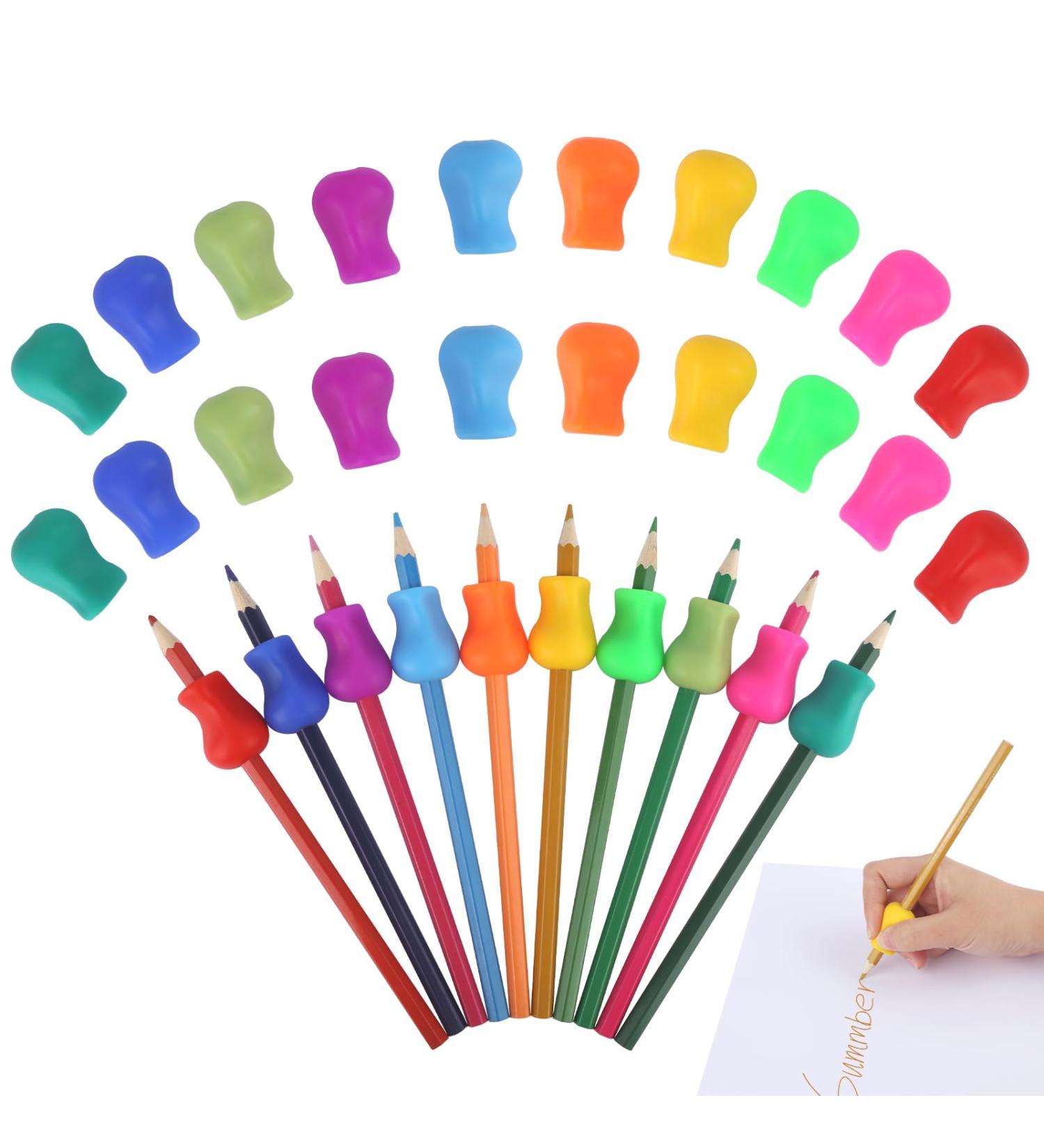 20-Piece Silicone Grips for Children - Ergonomic Writing Aid in 10 Colors | Improve Writing Posture - Buy Online on GoSupps.com