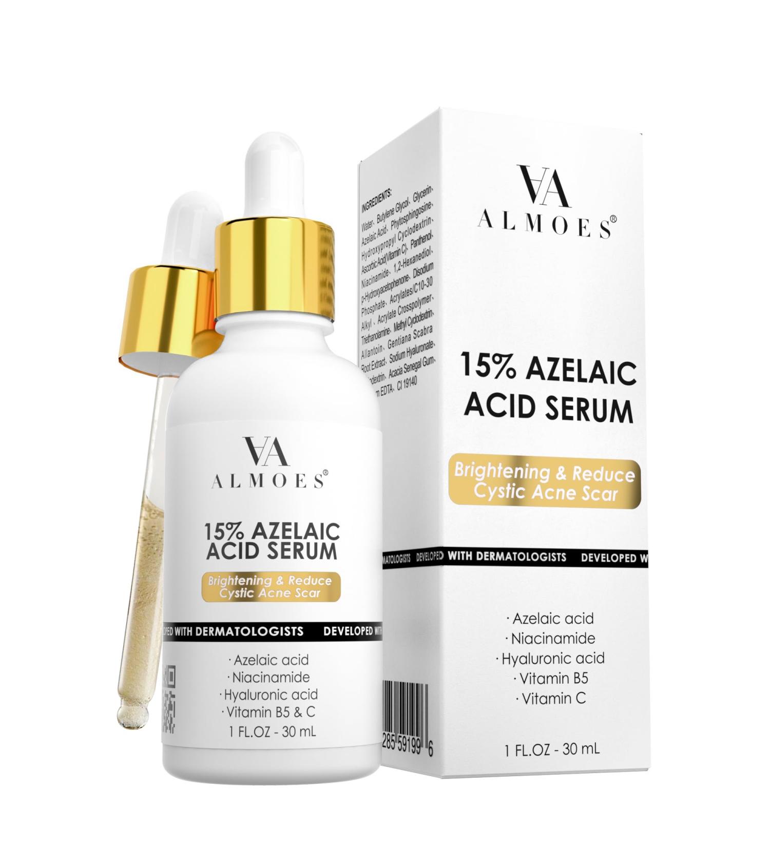 ALMOES Hydrating Serum Hyaluronic Acid Serum for Face Azelaic Acid 15% Serum with Tightens Pores Moisturise Skin Improve Skin Tone Niacinamide Serum Increase Skin Elasticity Skin Care Serum 1 Fl Oz - Buy Online on GoSupps.com
