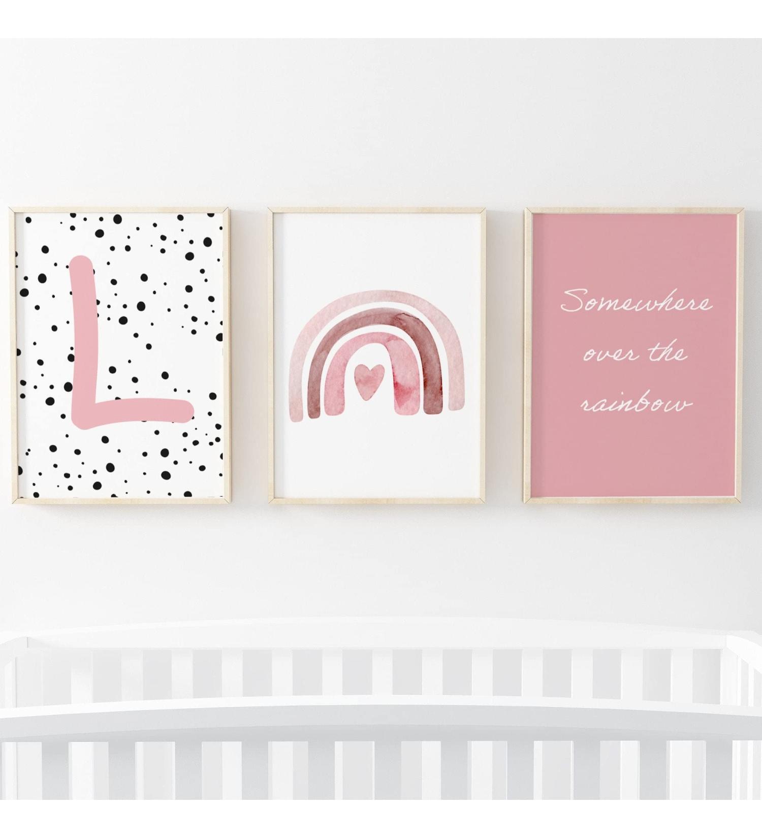 Pompom Prints Set of 3 Girls Bedroom Prints | Rainbow Nursery Decor | Scandinavian Boho Style | Playroom Wall Art (5x7 Inch) - Buy Online on GoSupps.com